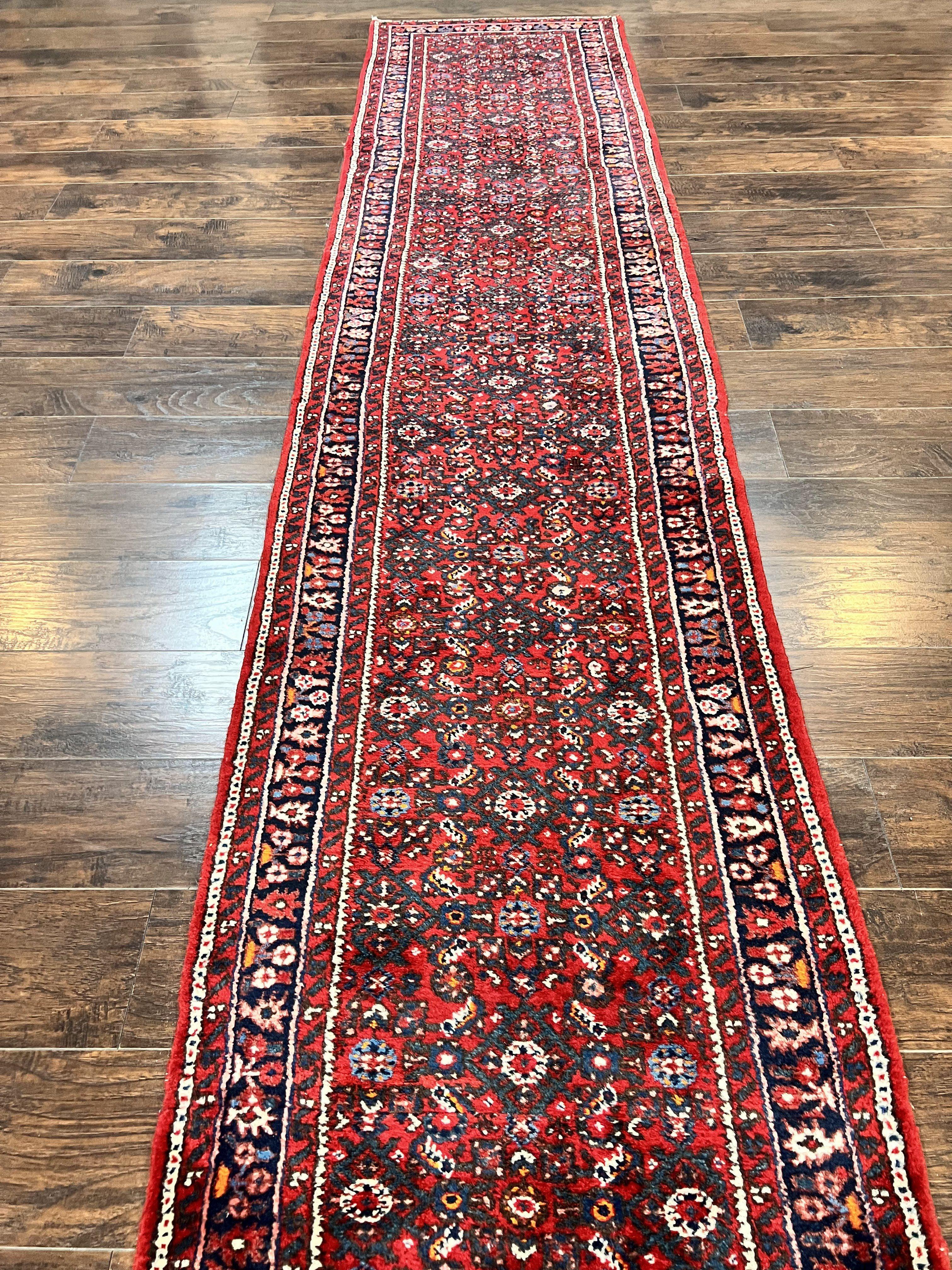 Long Persian Runner Rug 2.9 x 17, Red Handmade Wool Rug for Hallway, Antique Persian Carpet, 17ft Runner, Persian Hamadan Dargazine Rug - Image 6