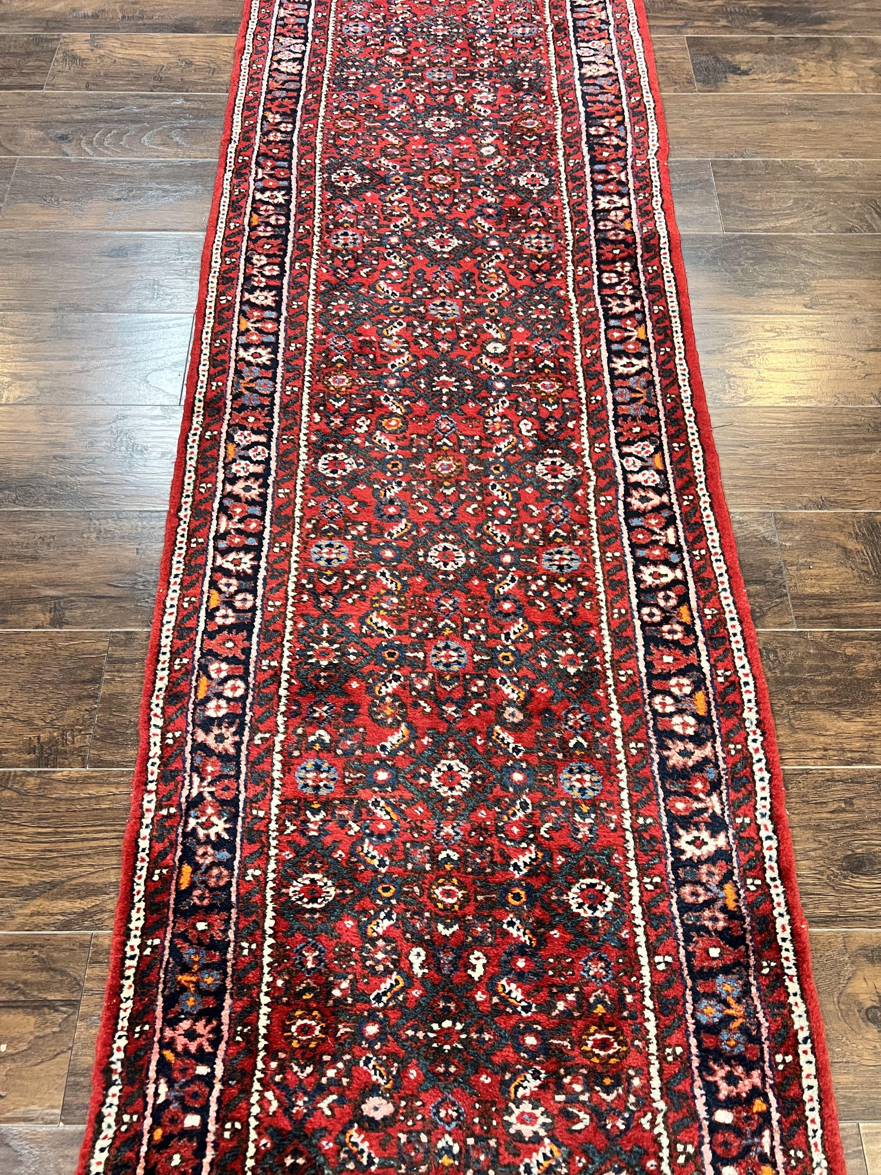 Long Persian Runner Rug 2.9 x 17, Red Handmade Wool Rug for Hallway, Antique Persian Carpet, 17ft Runner, Persian Hamadan Dargazine Rug - Image 7