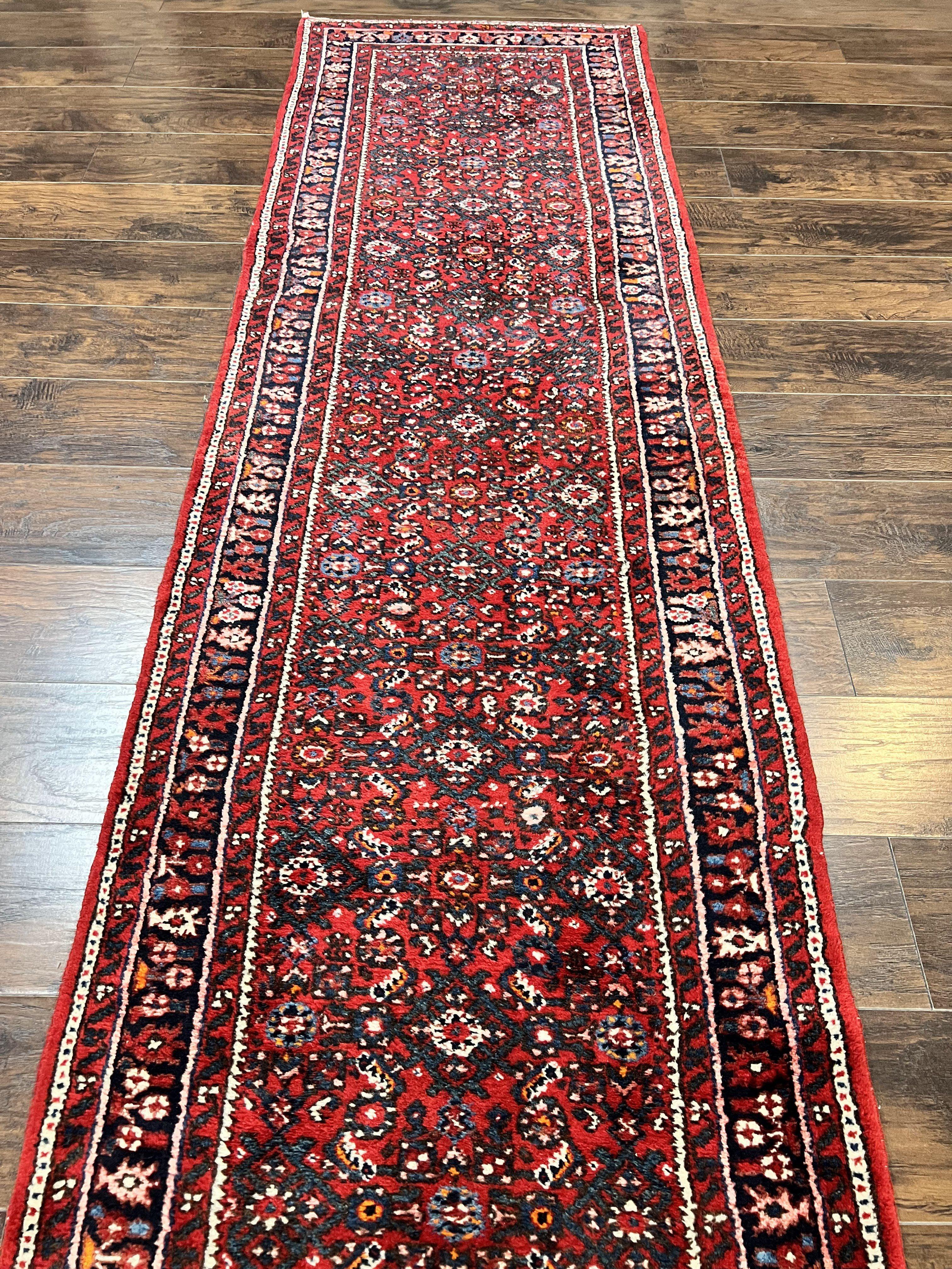 Long Persian Runner Rug 2.9 x 17, Red Handmade Wool Rug for Hallway, Antique Persian Carpet, 17ft Runner, Persian Hamadan Dargazine Rug - Image 8