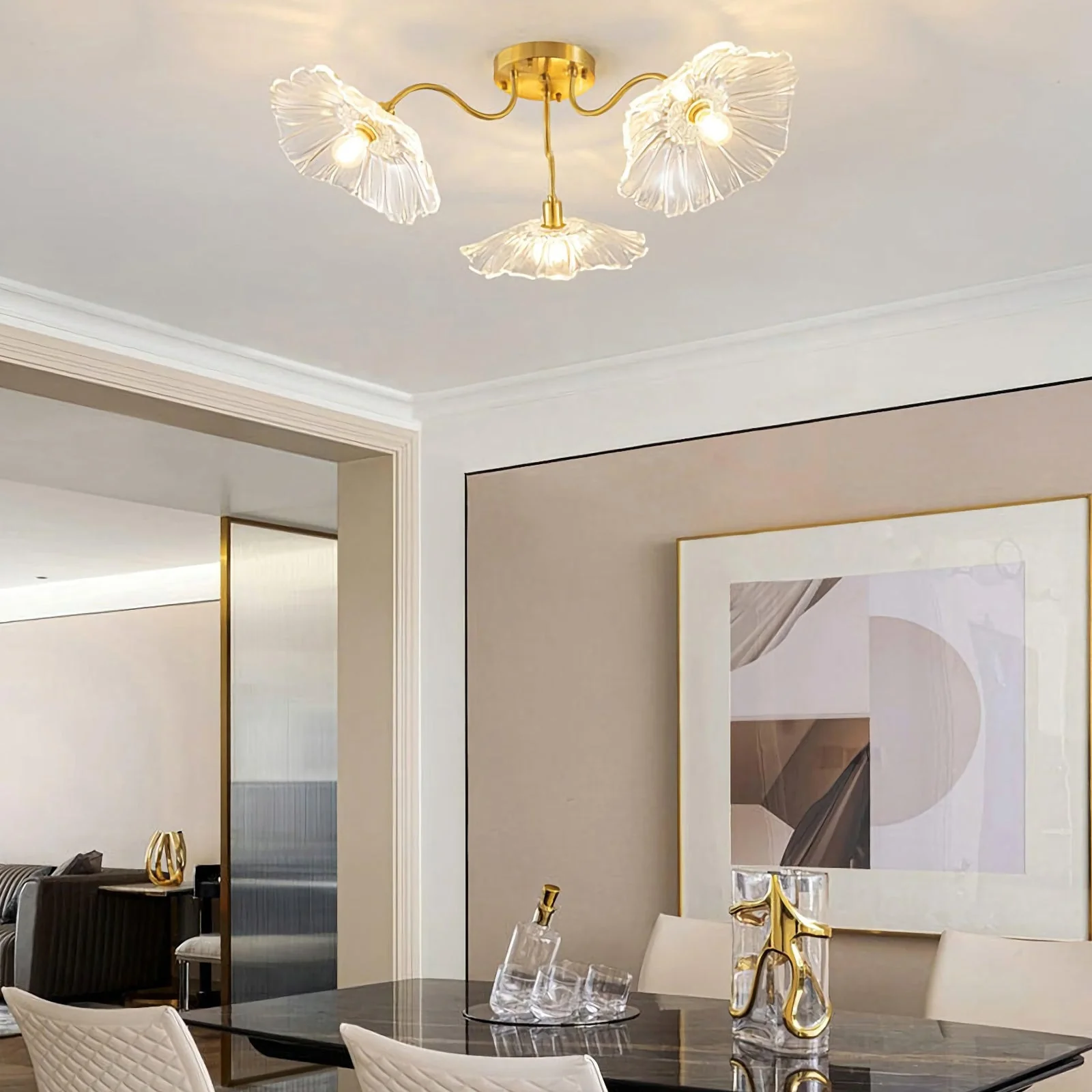 Lotus Leaf Glass Ceiling Lamp - Image 8