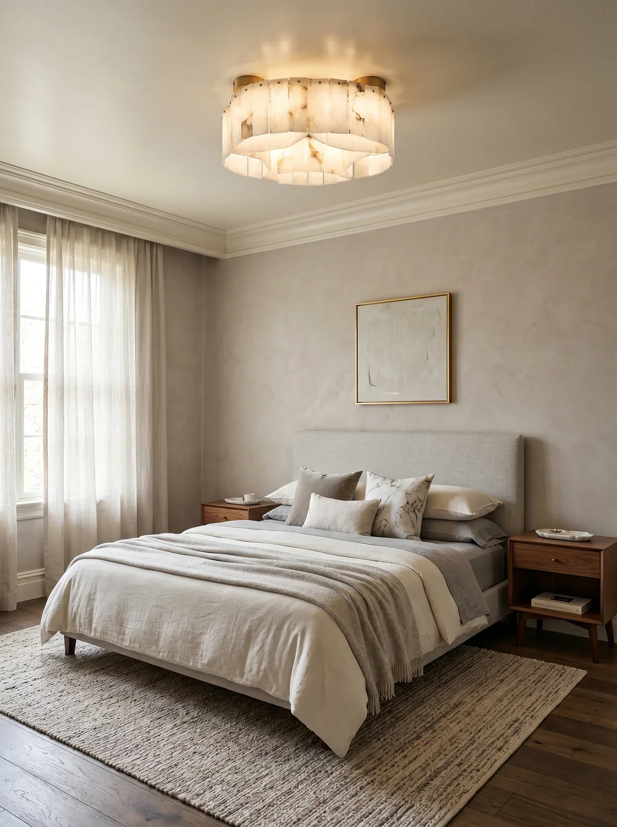 Luxe White Alabaster Ceiling Lamp - Image 3