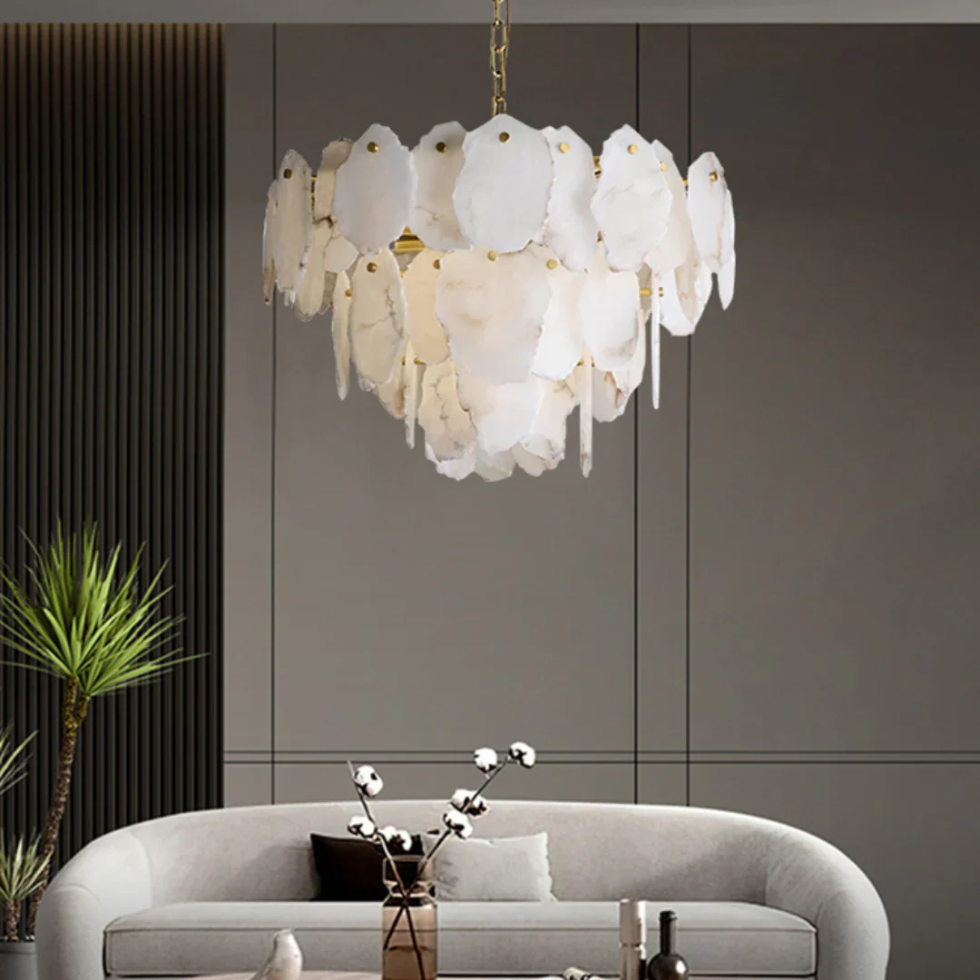Luxury Alabaster Brass Chandelier - Image 4
