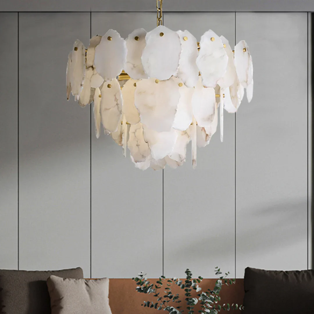Luxury Alabaster Brass Chandelier - Image 7