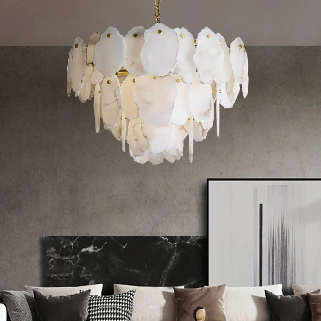 Luxury Alabaster Brass Chandelier - Image 9