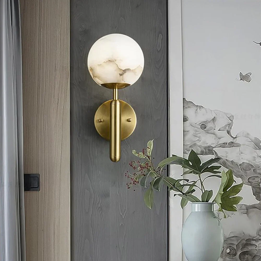 Luxury Alabaster Orbis Wall Lamp - Image 2