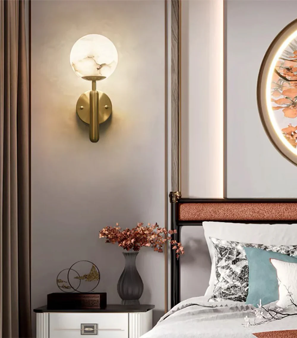 Luxury Alabaster Orbis Wall Lamp - Image 6