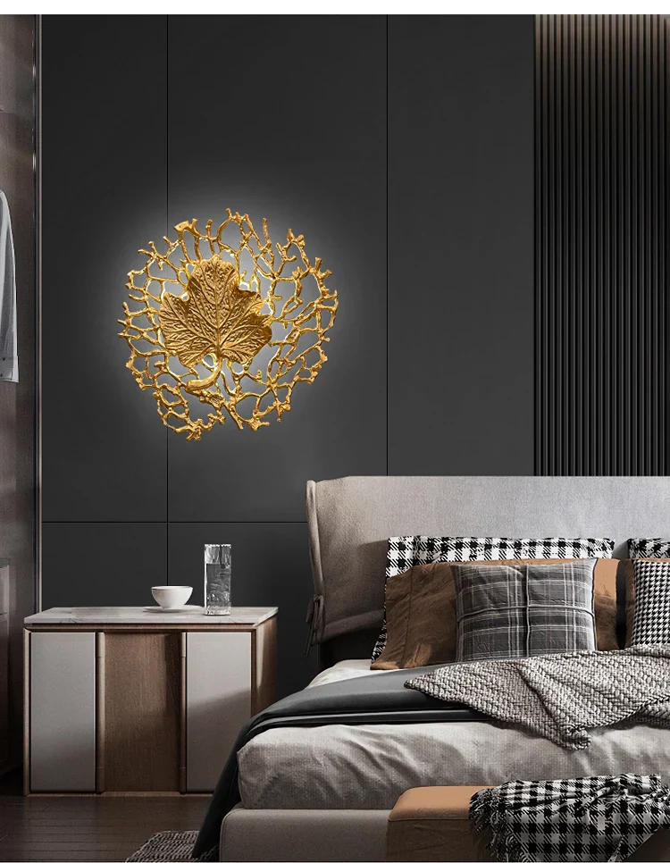 Leaf-Shaped Brass Biophilic Wall Lamp - Image 11