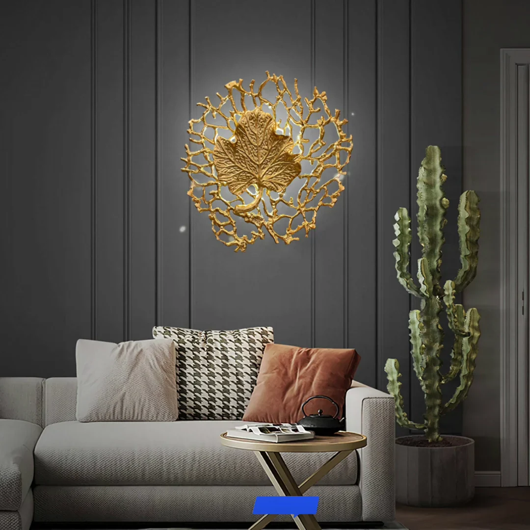 Leaf-Shaped Brass Biophilic Wall Lamp - Image 12