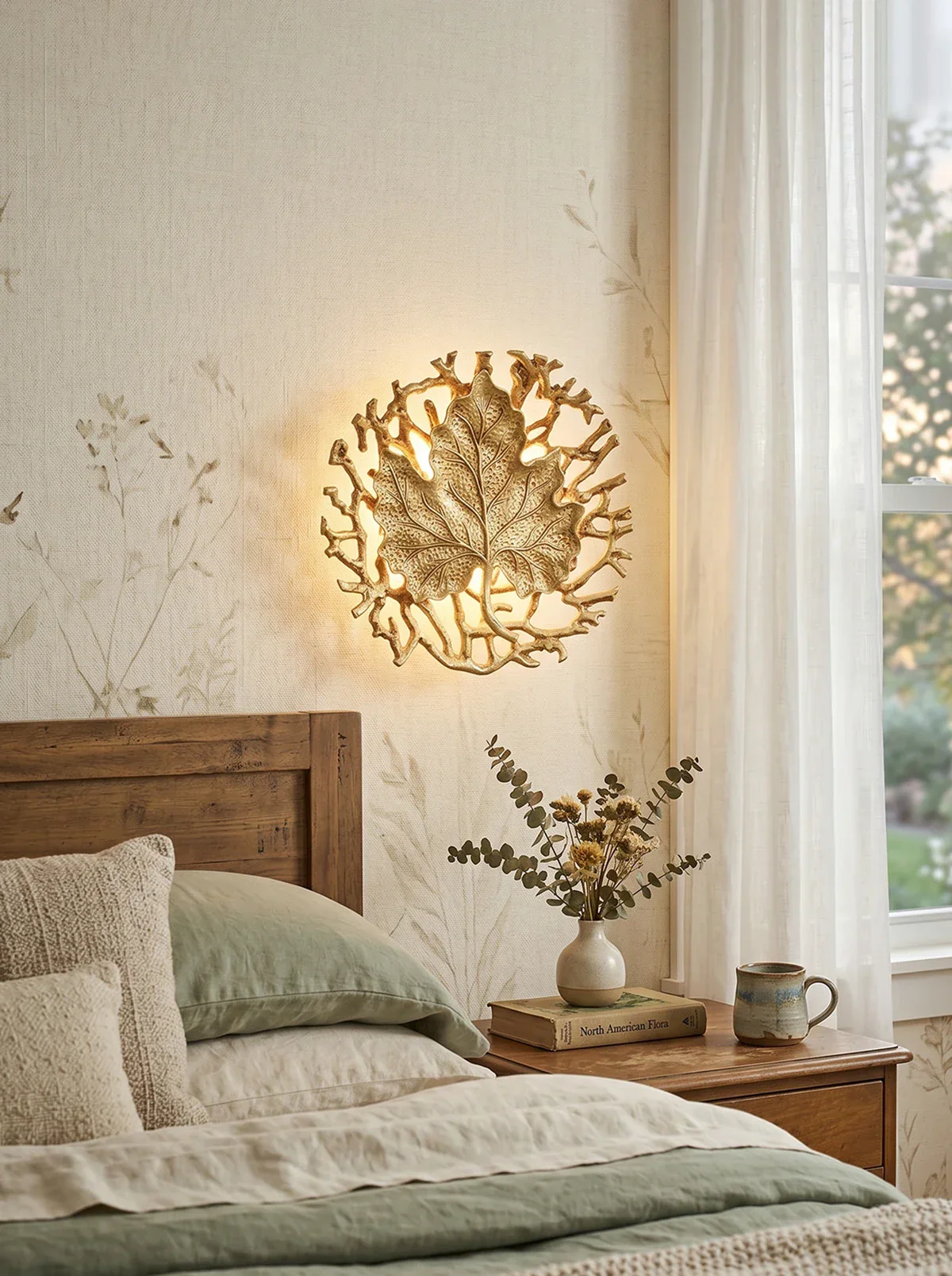 Leaf-Shaped Brass Biophilic Wall Lamp - Image 13