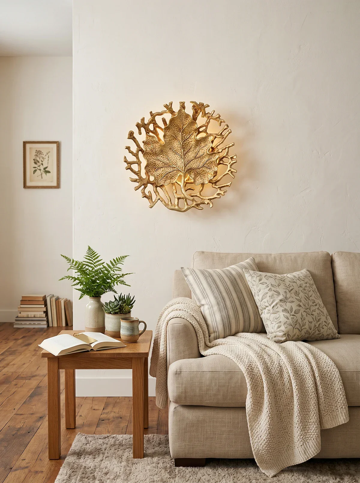 Leaf-Shaped Brass Biophilic Wall Lamp - Image 15