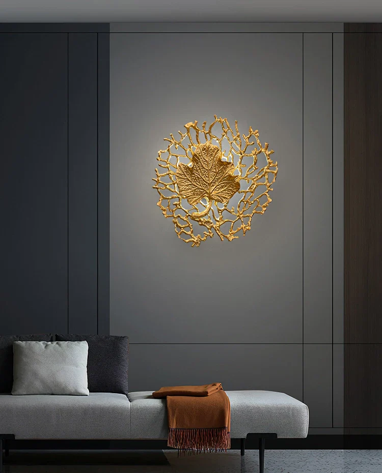 Leaf-Shaped Brass Biophilic Wall Lamp - Image 6