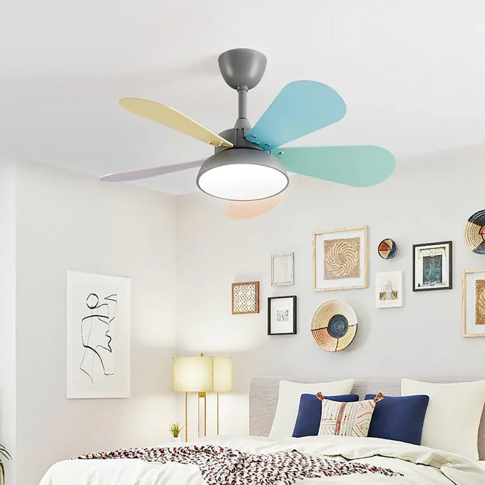 Macaron Colorful Round Ceiling Fan Light - Image 6
