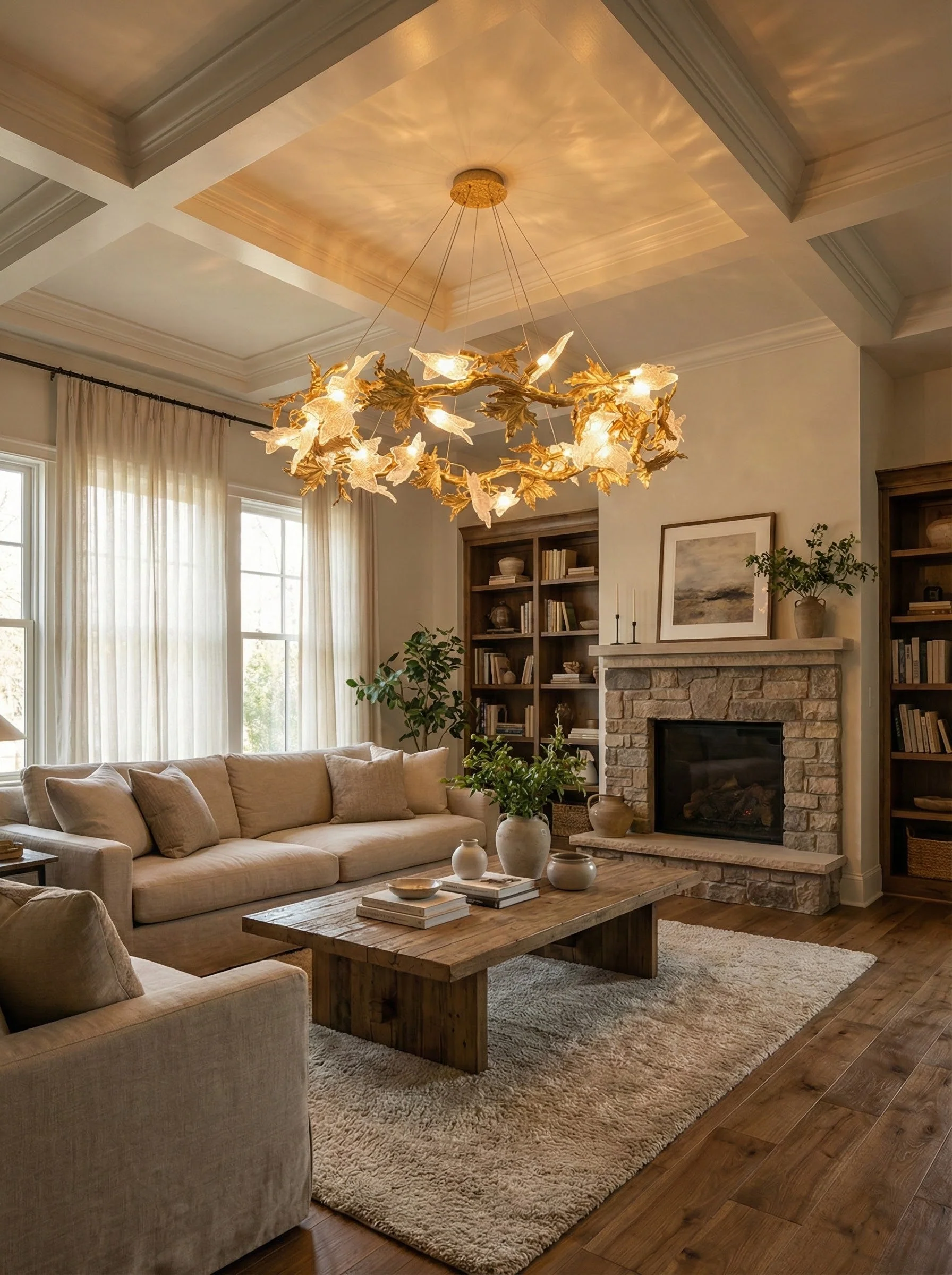 Maple Leaf Brass Chandelier - Image 2
