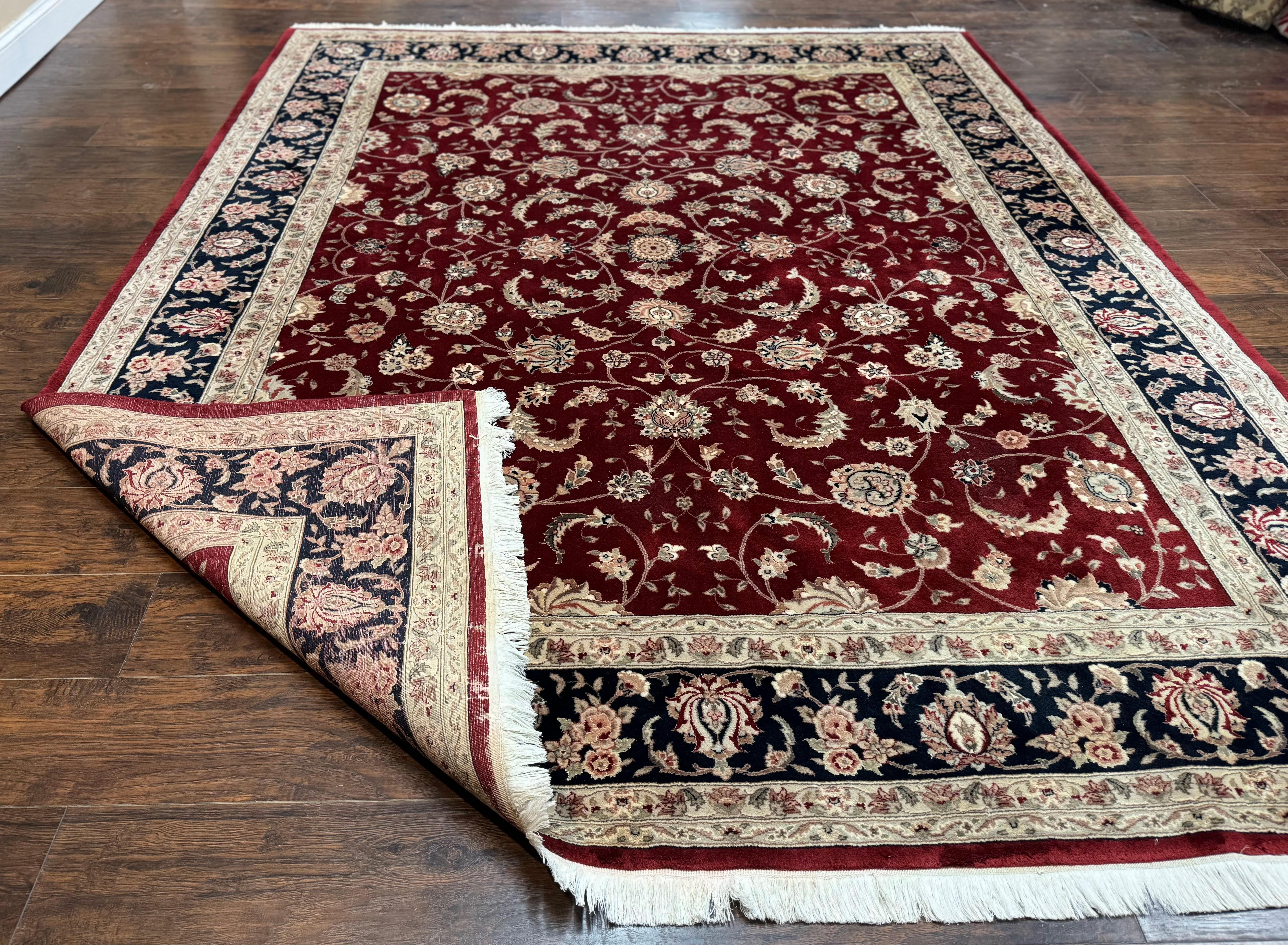 Maroon Persian Area Rug 8x10, Floral Allover, Pak Persian, Wool and Silk Highlights, Traditional Oriental Carpet - Image 11
