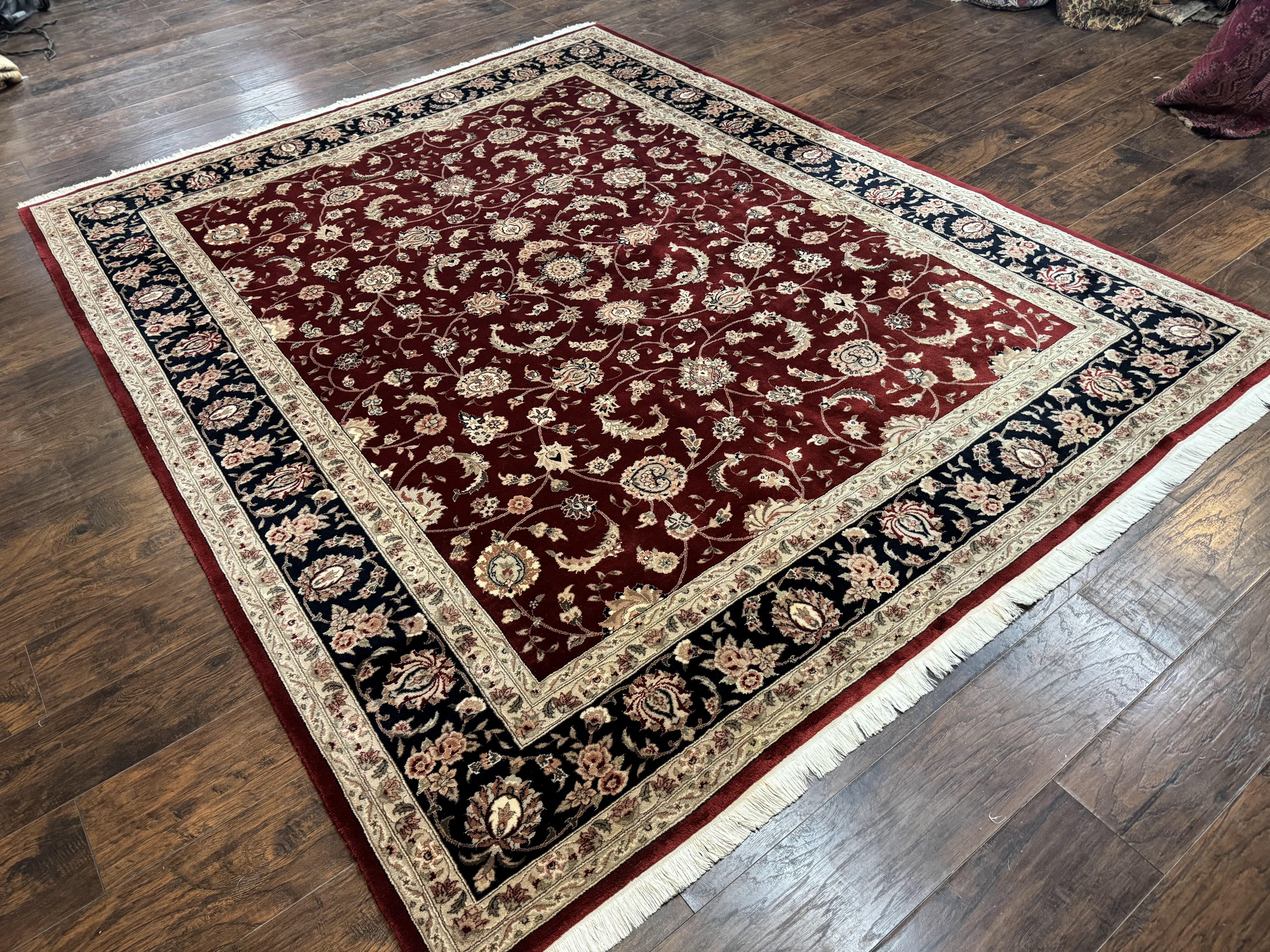 Maroon Persian Area Rug 8x10, Floral Allover, Pak Persian, Wool and Silk Highlights, Traditional Oriental Carpet - Image 12