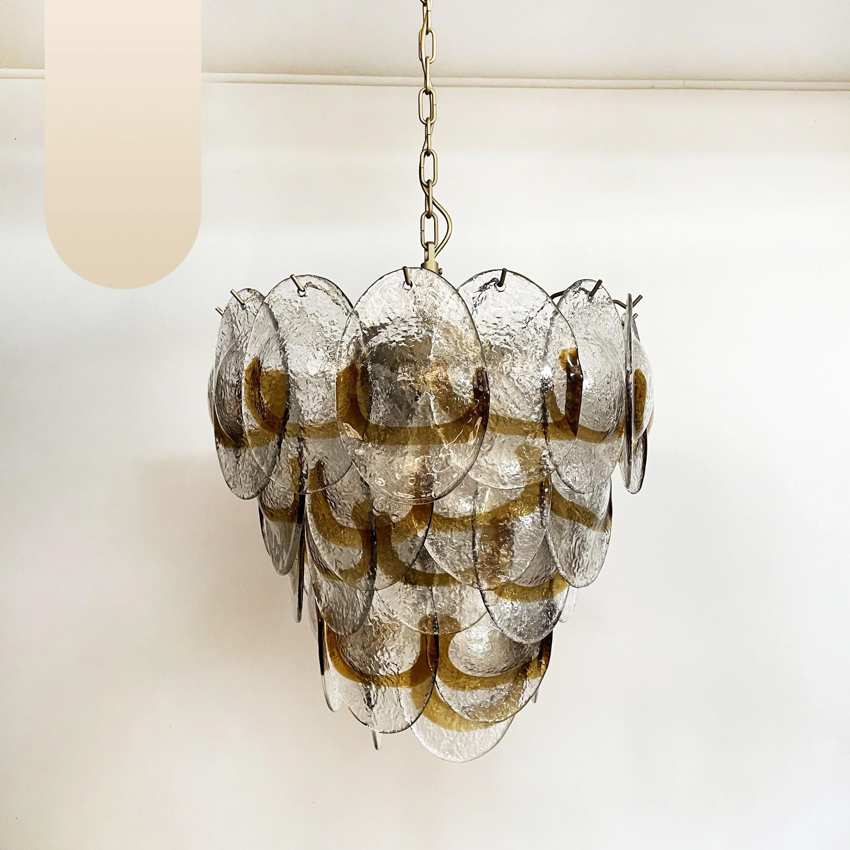 Mazzega Murano Transparent Amber Glasses Chandelier - Image 20