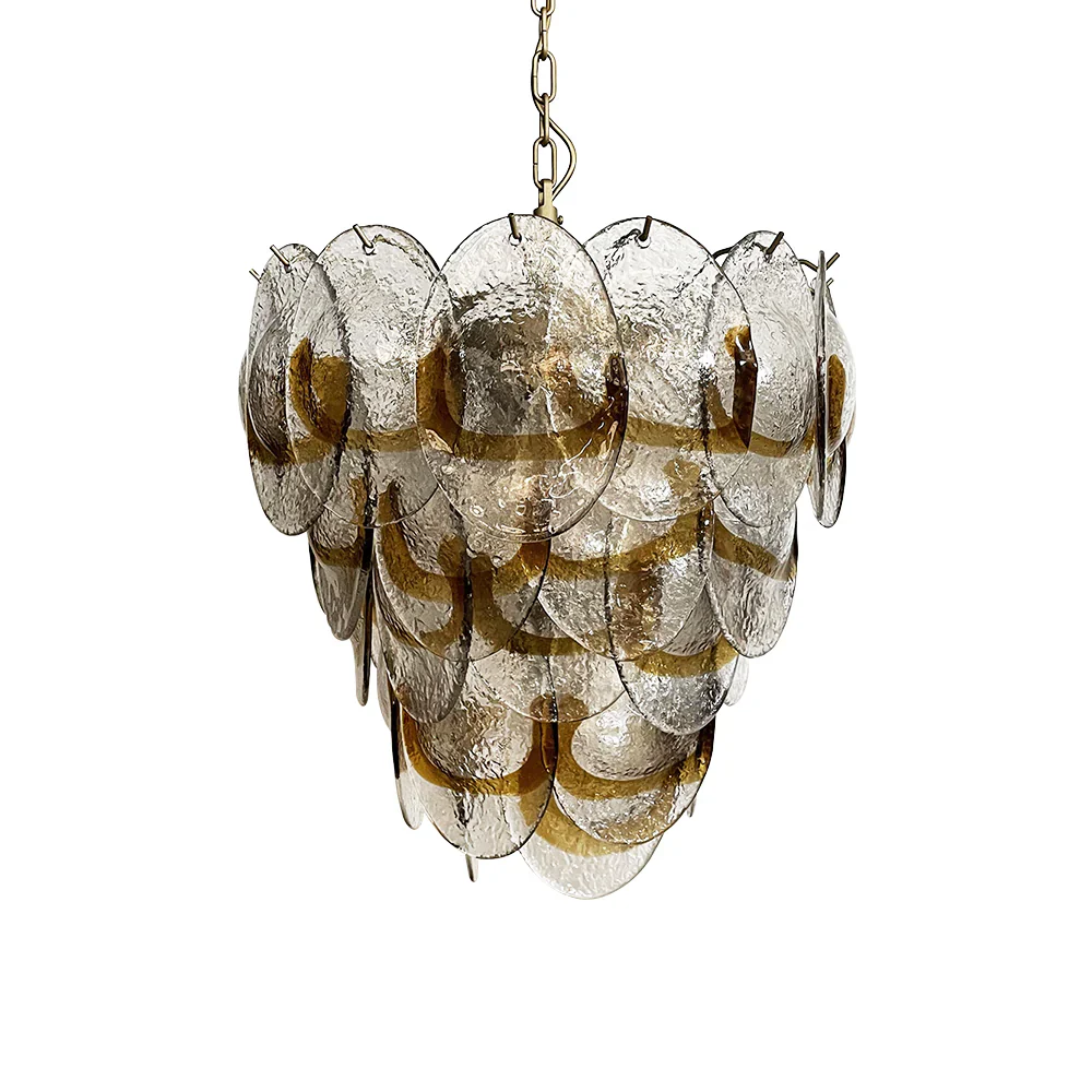 Mazzega Murano Transparent Amber Glasses Chandelier - Image 23