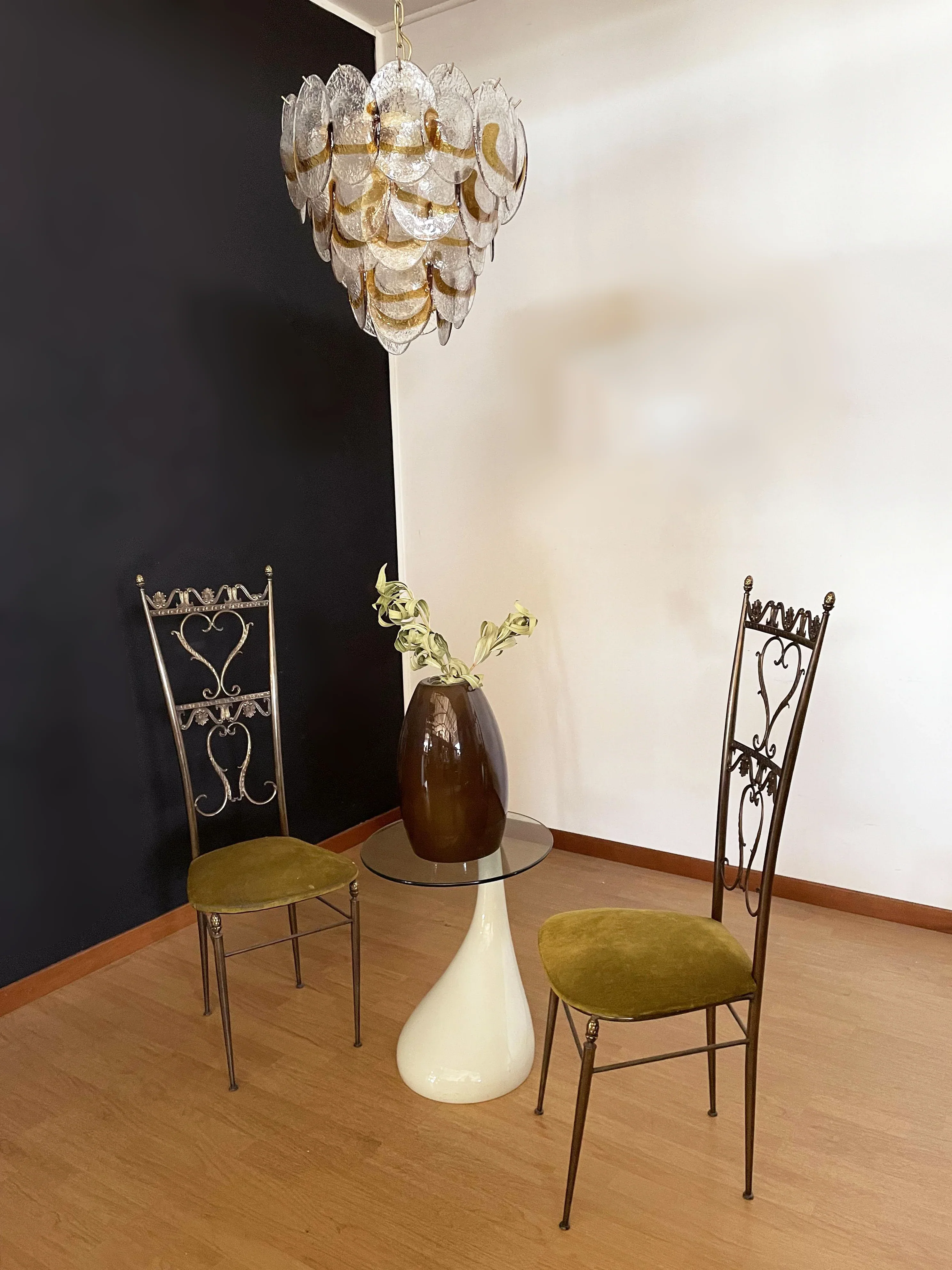 Mazzega Murano Transparent Amber Glasses Chandelier - Image 5