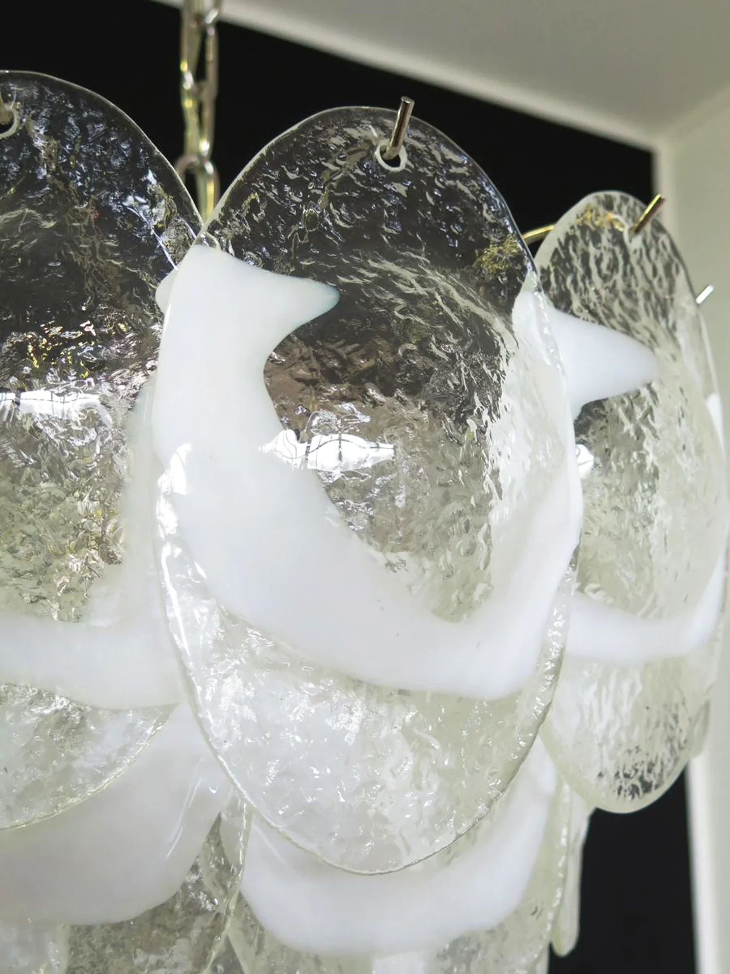 Mazzega Murano Transparent White Glasses Chandelier - Image 12