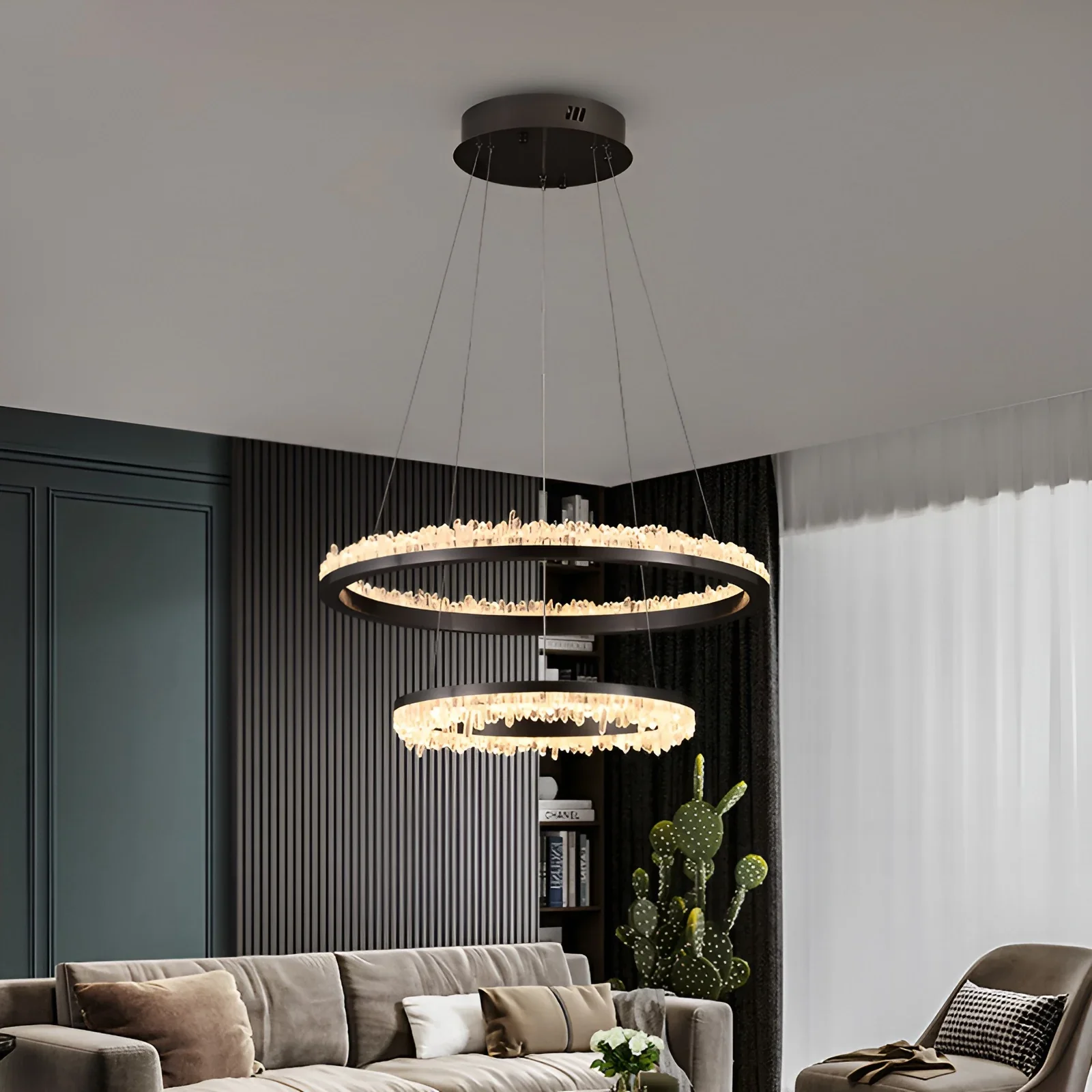 Minimalistic Crystal LED Chandelier - Image 4