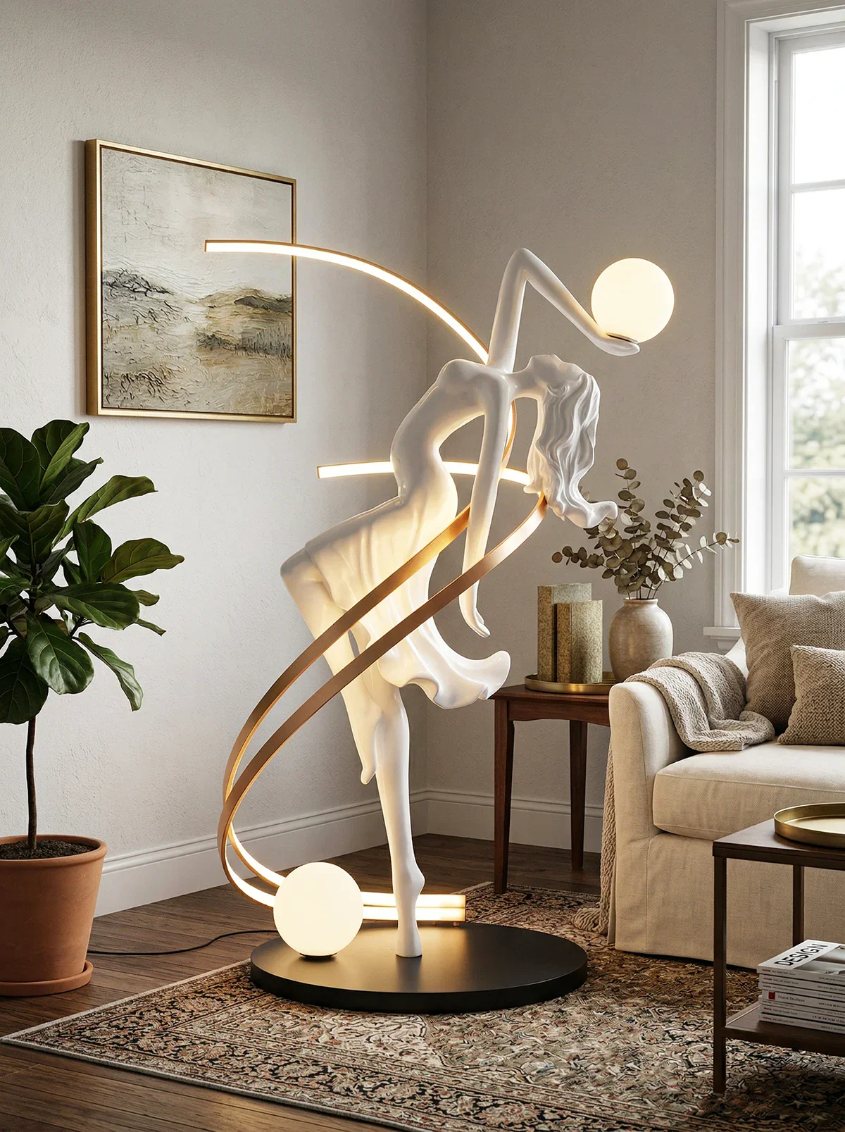 Misha Goddess White Statue Floor Lamp - Image 2