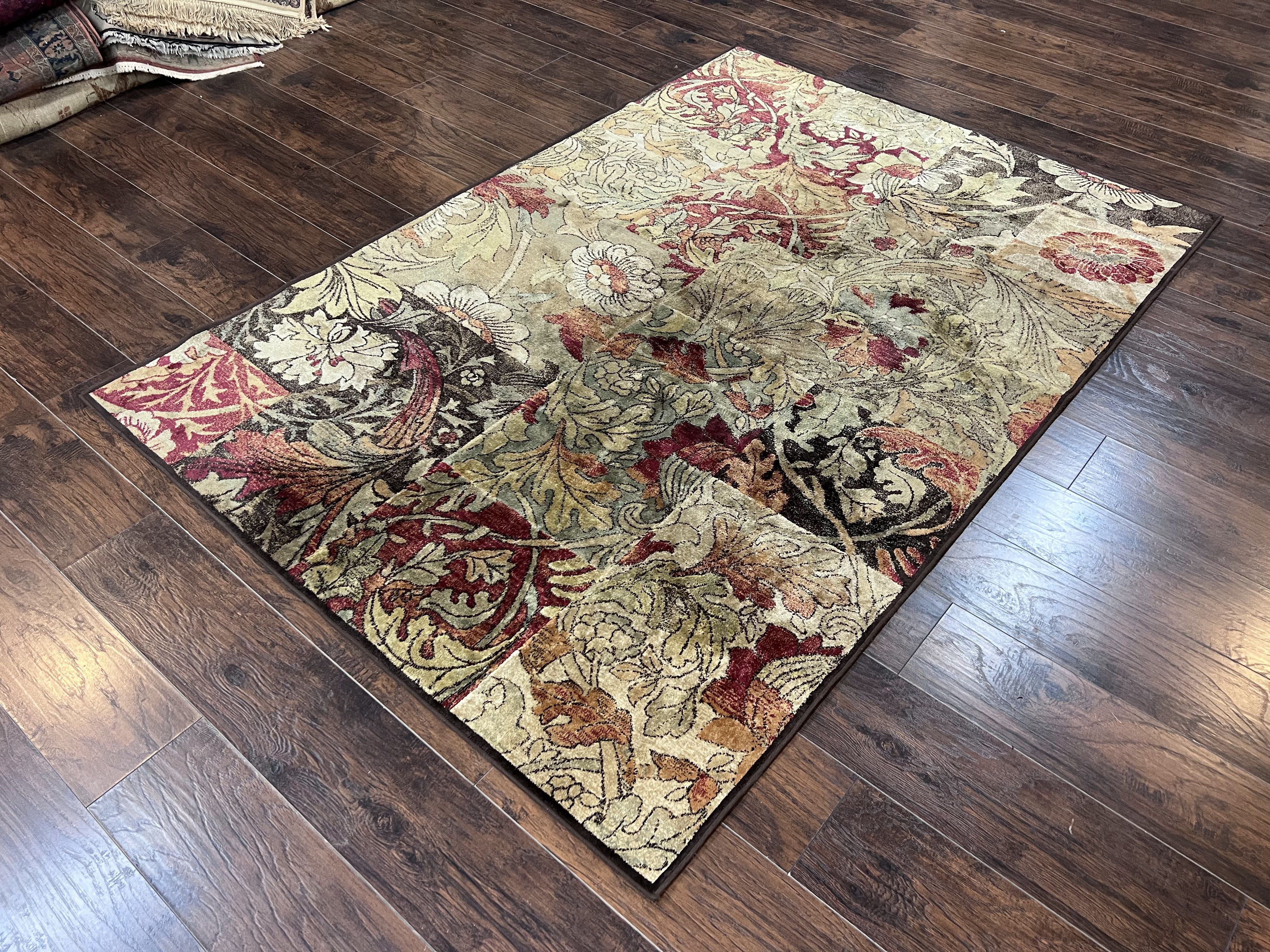 Modern Abstract Area Rug 5x7, Floral Design, Contemporary Carpet 5 x 7, Multicolor - Image 2