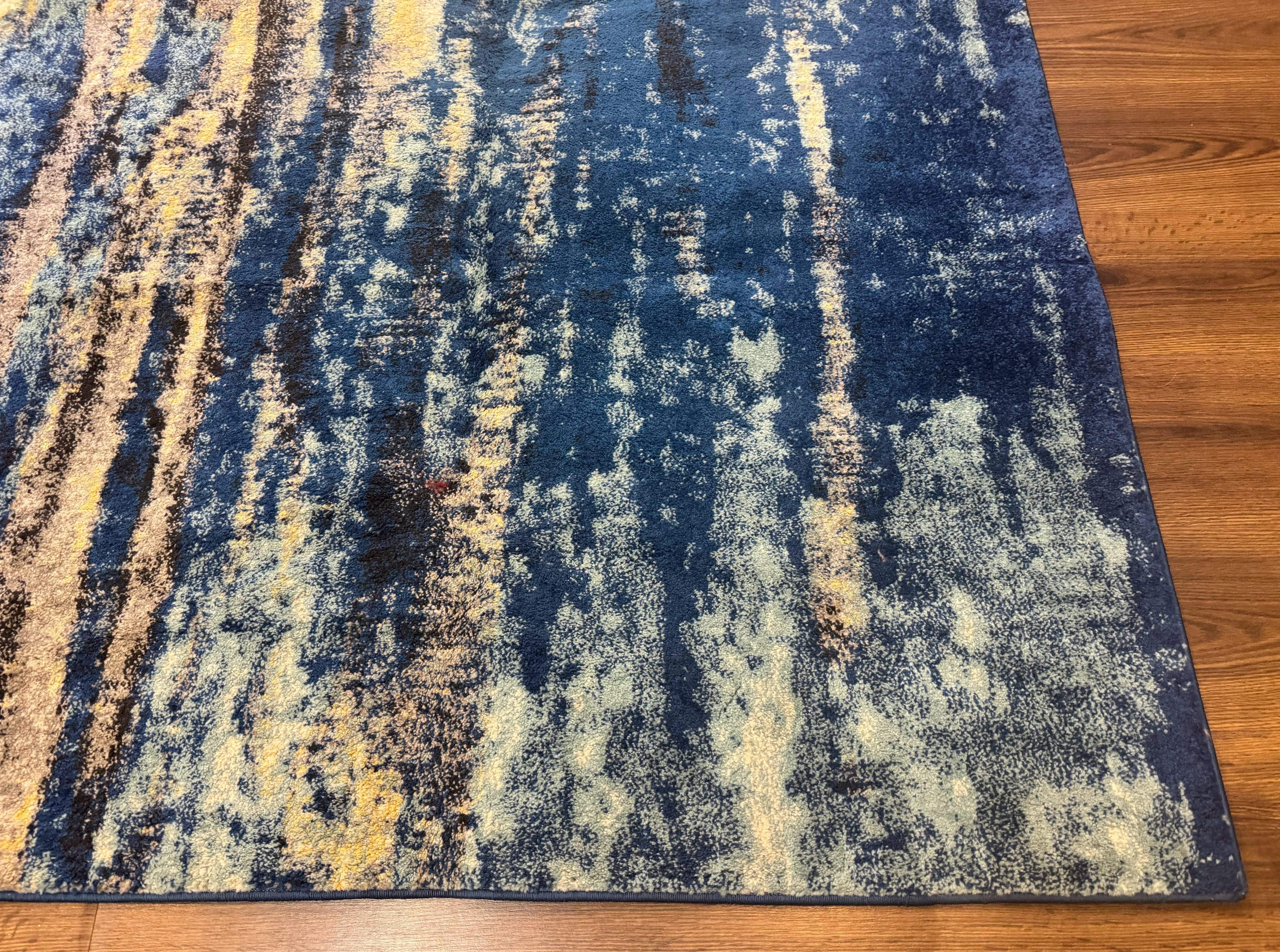Modern Abstract Blue Area Rug 8x11 ft - Image 9