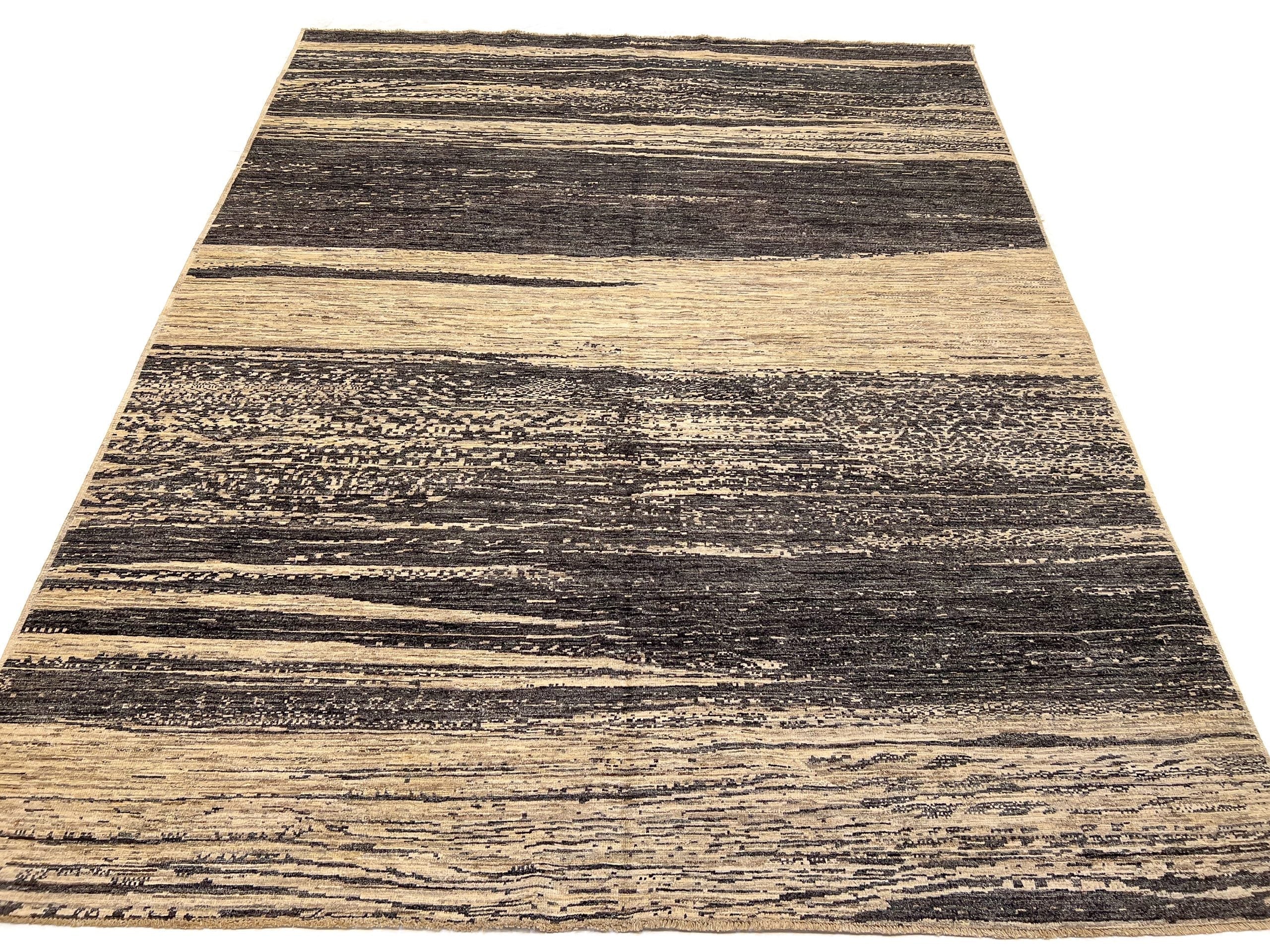 Modern Afghan Gabbeh (8'00"x9'10") dark natural/undyed - Image 7