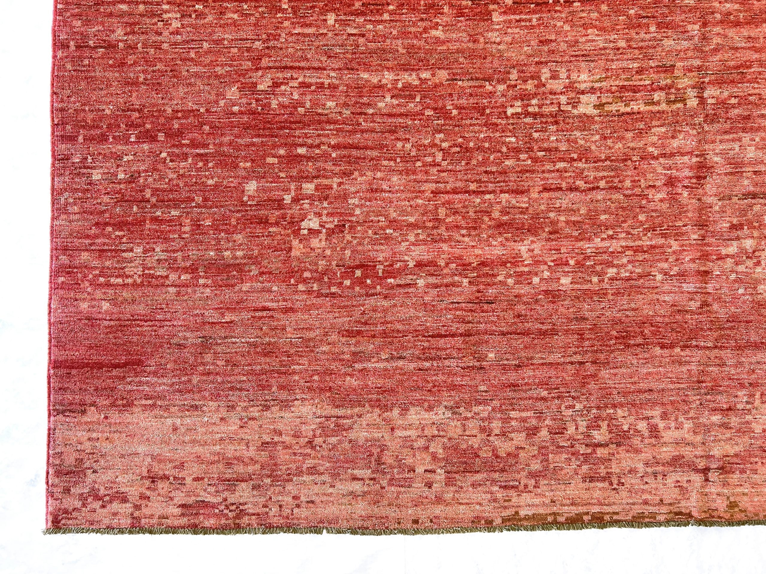 Modern Afghan Gabbeh (9'01"x11'10") coral - Image 3