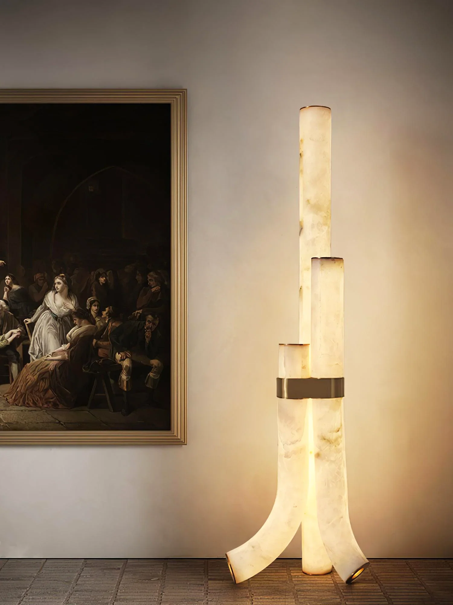 Modern Alabaster Piped Floor Lamp - Image 5