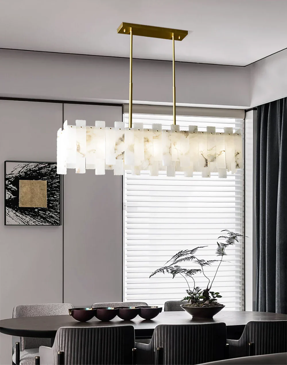 Modern Alabaster Venus Linear Chandelier - Image 5
