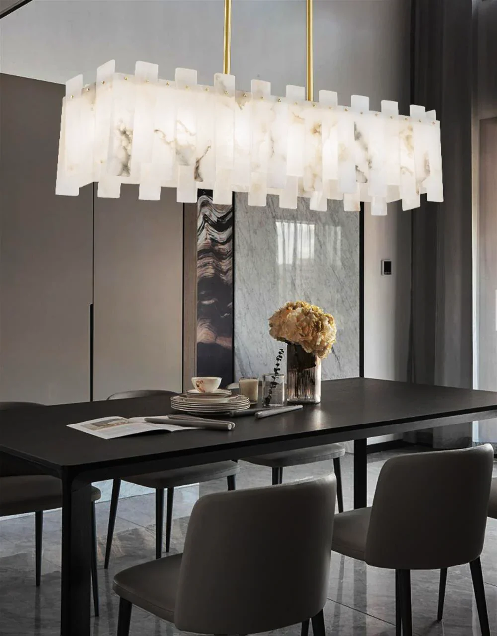 Modern Alabaster Venus Linear Chandelier - Image 8