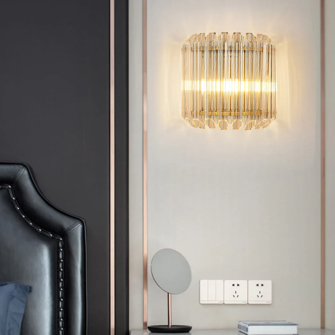 Modern Crystal Rod Brass Wall Sconce - Image 4
