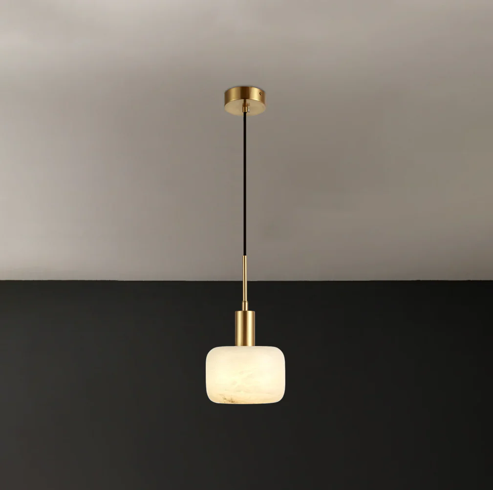 Modern Cylinder Copper Marble Pendant Light - Image 17