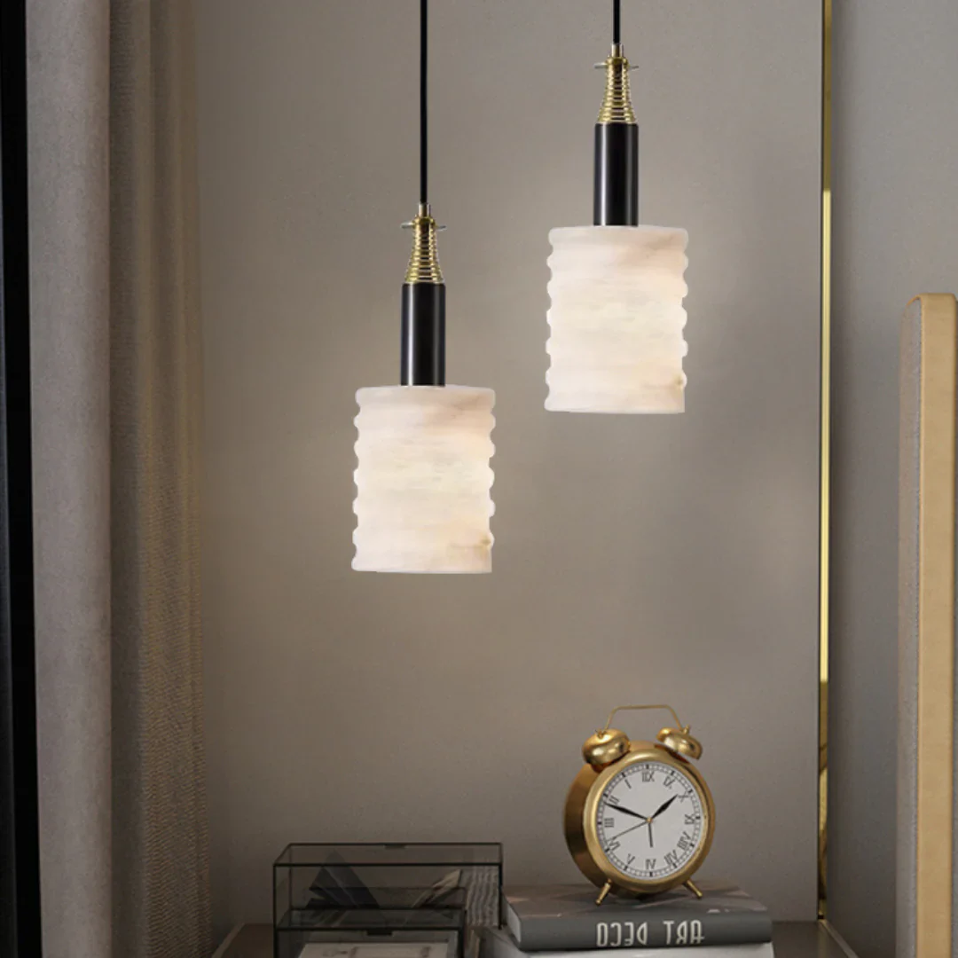 Modern Cylindrical Alabaster Pendant Lamp - Image 10