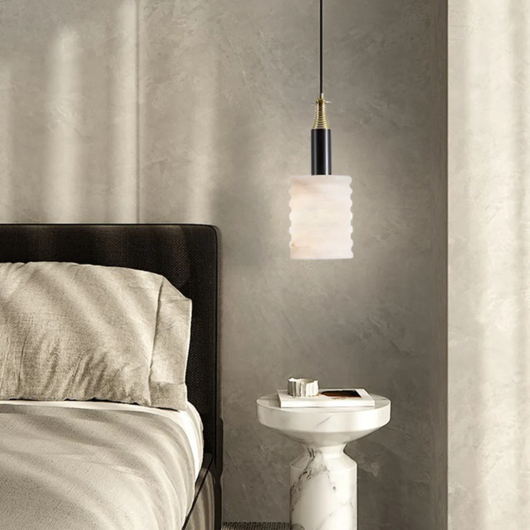 Modern Cylindrical Alabaster Pendant Lamp - Image 15