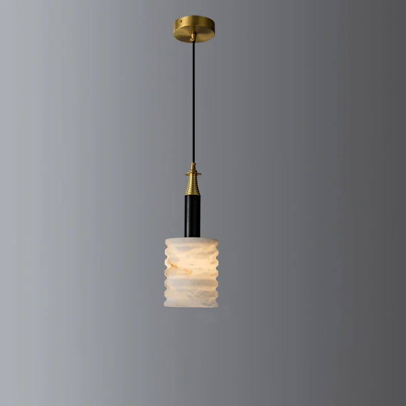 Modern Cylindrical Alabaster Pendant Lamp - Image 18