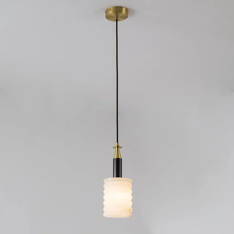 Modern Cylindrical Alabaster Pendant Lamp - Image 19