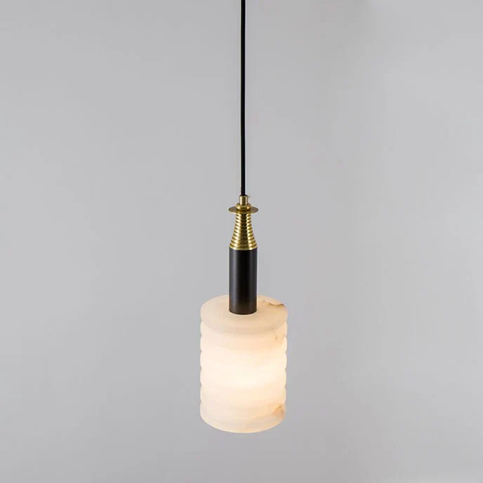 Modern Cylindrical Alabaster Pendant Lamp - Image 20