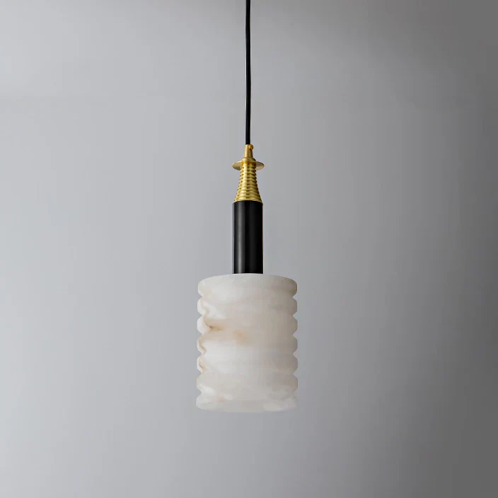 Modern Cylindrical Alabaster Pendant Lamp - Image 21