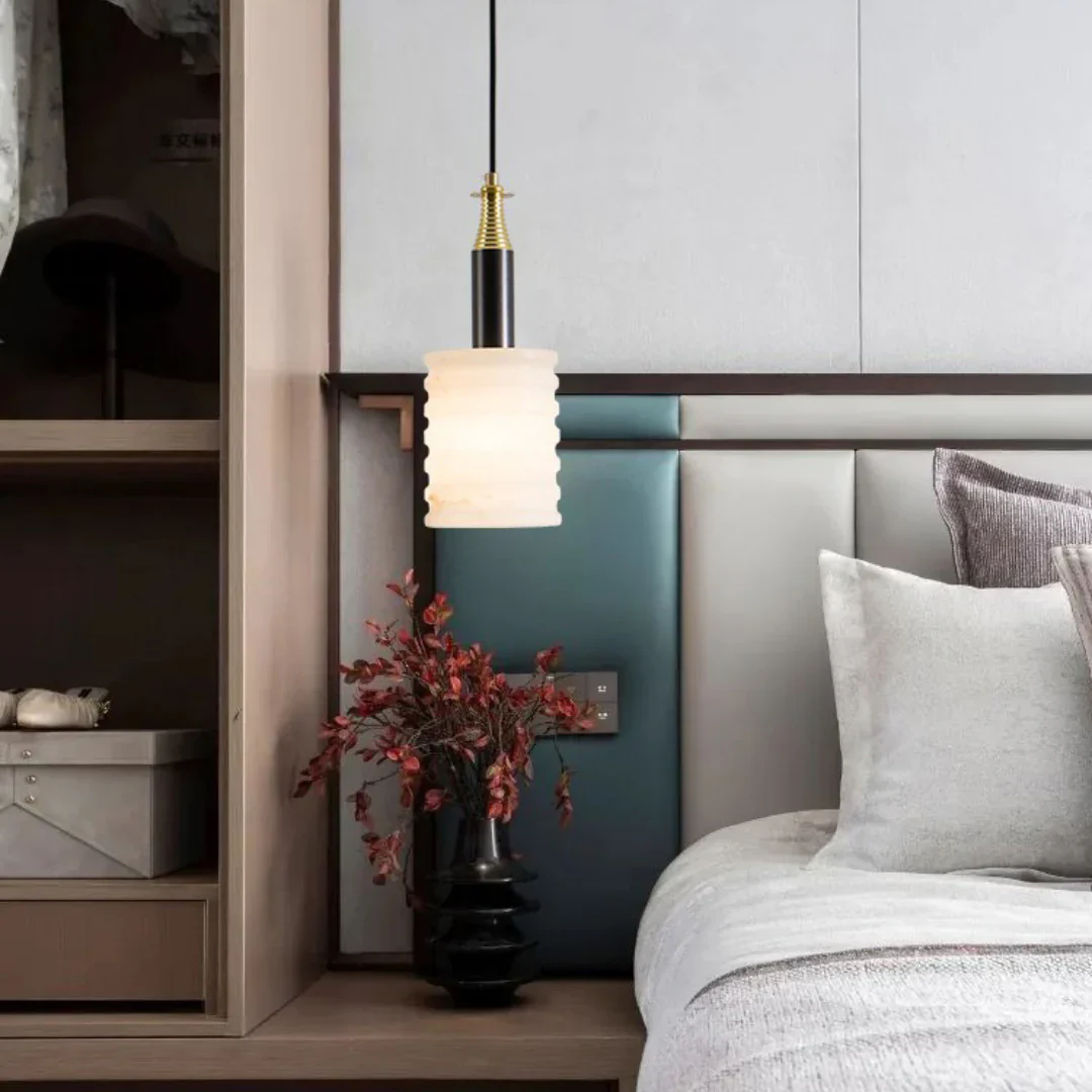 Modern Cylindrical Alabaster Pendant Lamp - Image 4