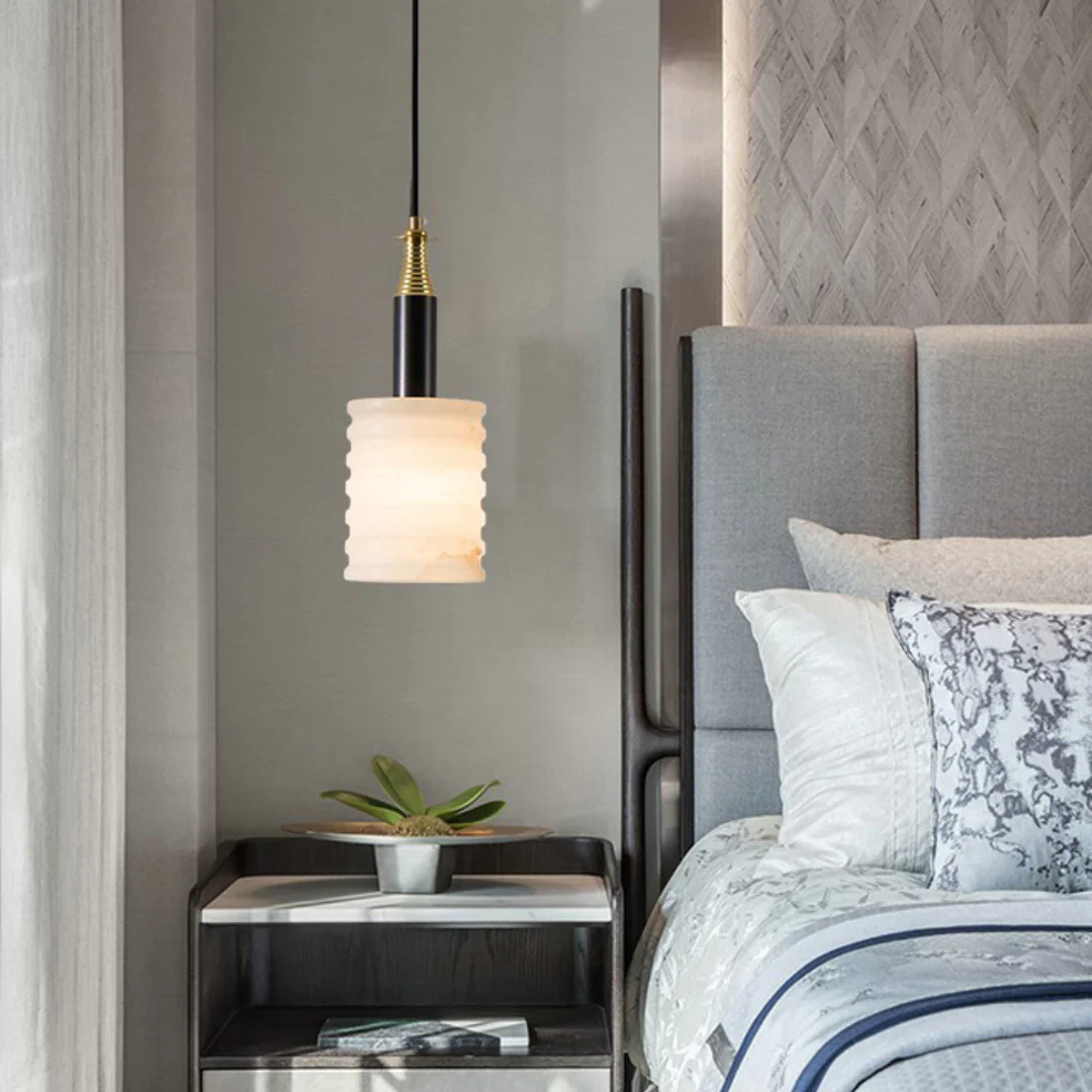 Modern Cylindrical Alabaster Pendant Lamp - Image 5