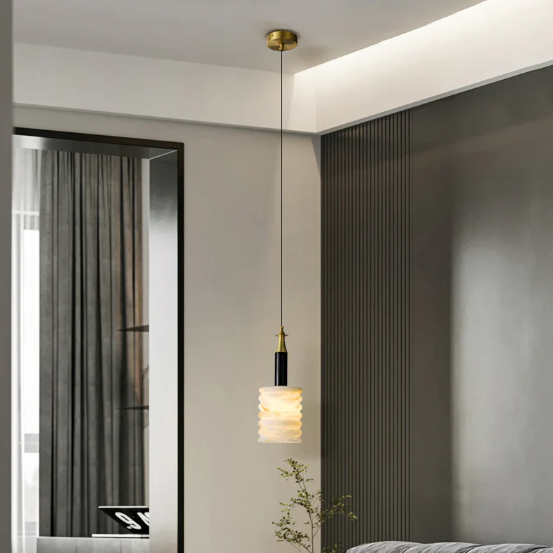 Modern Cylindrical Alabaster Pendant Lamp - Image 6