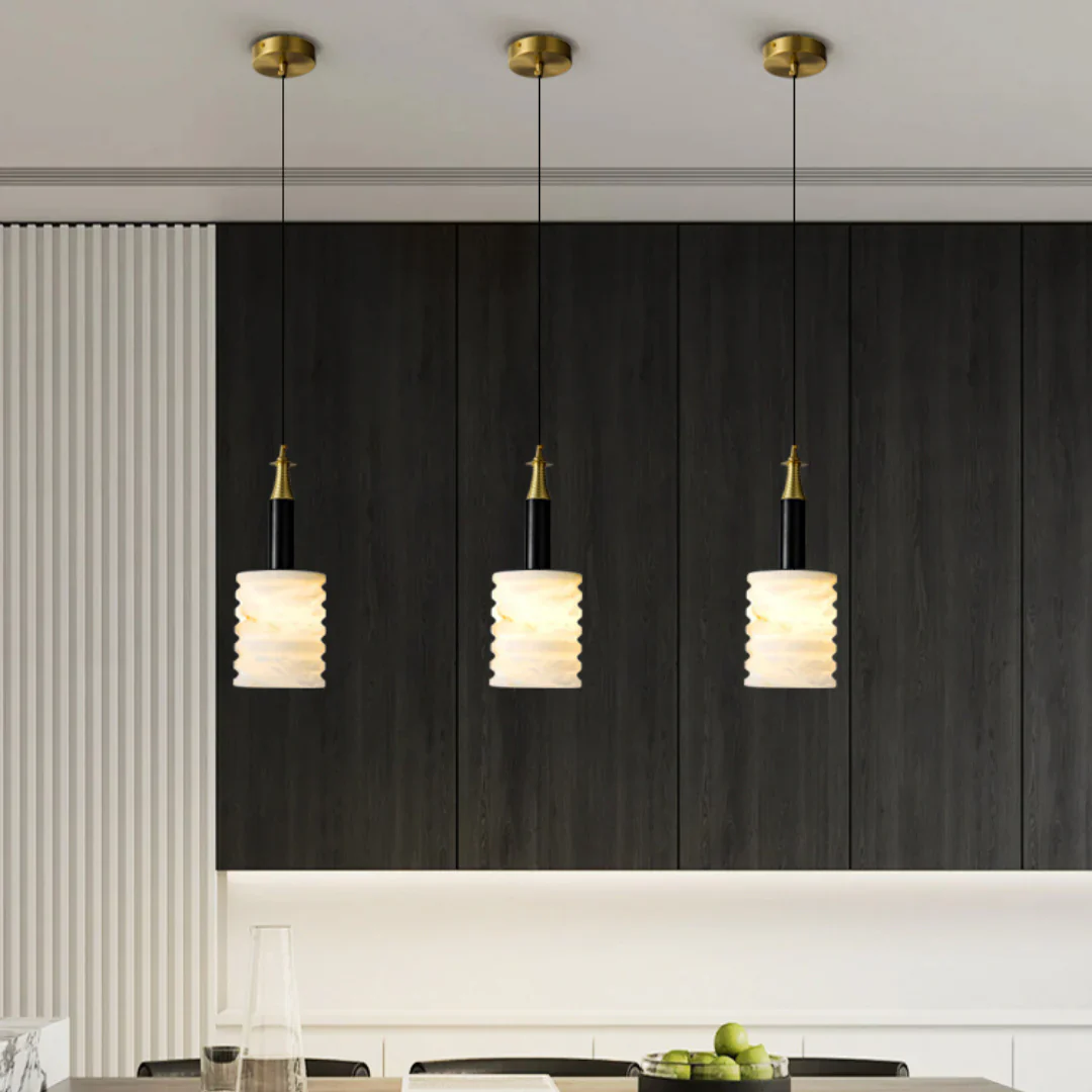 Modern Cylindrical Alabaster Pendant Lamp - Image 7