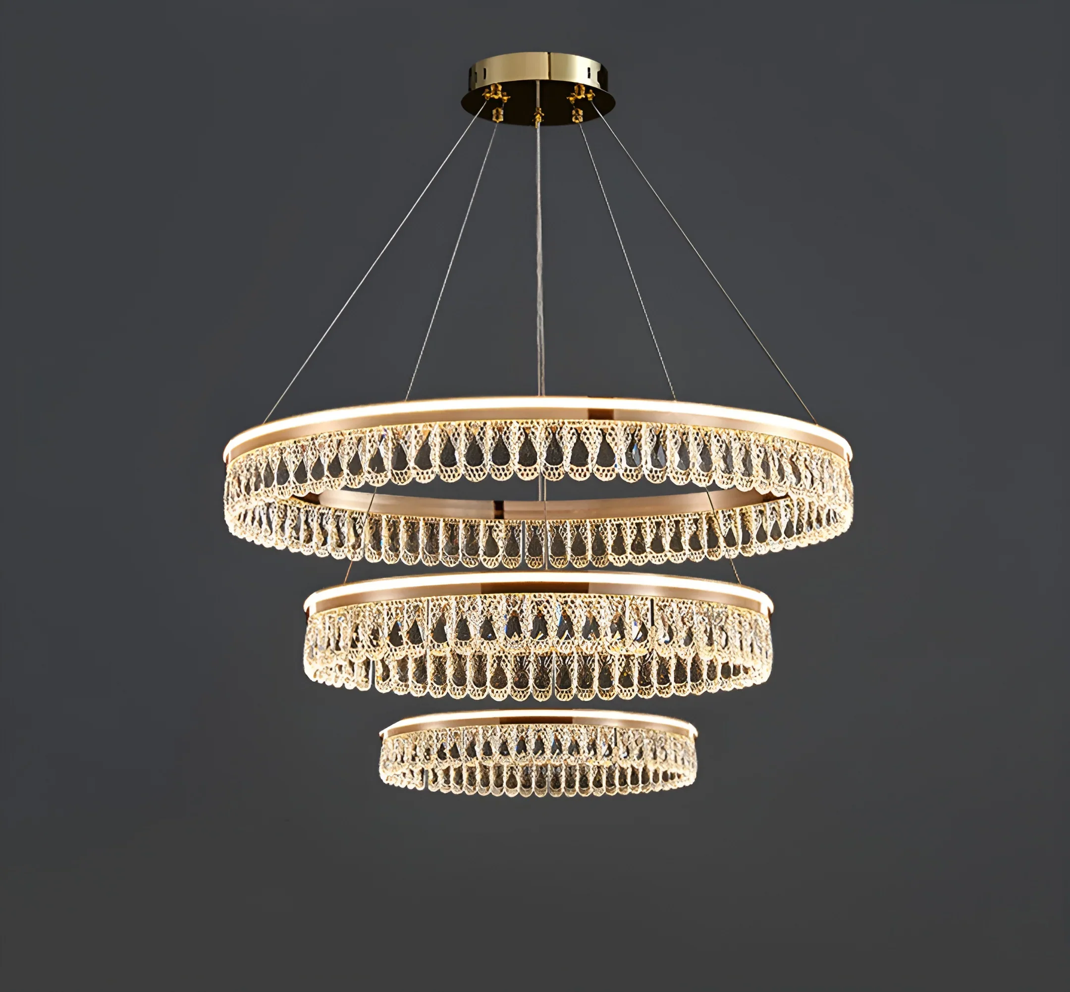 Modern Large Crystal Ring Chandelier - Image 19