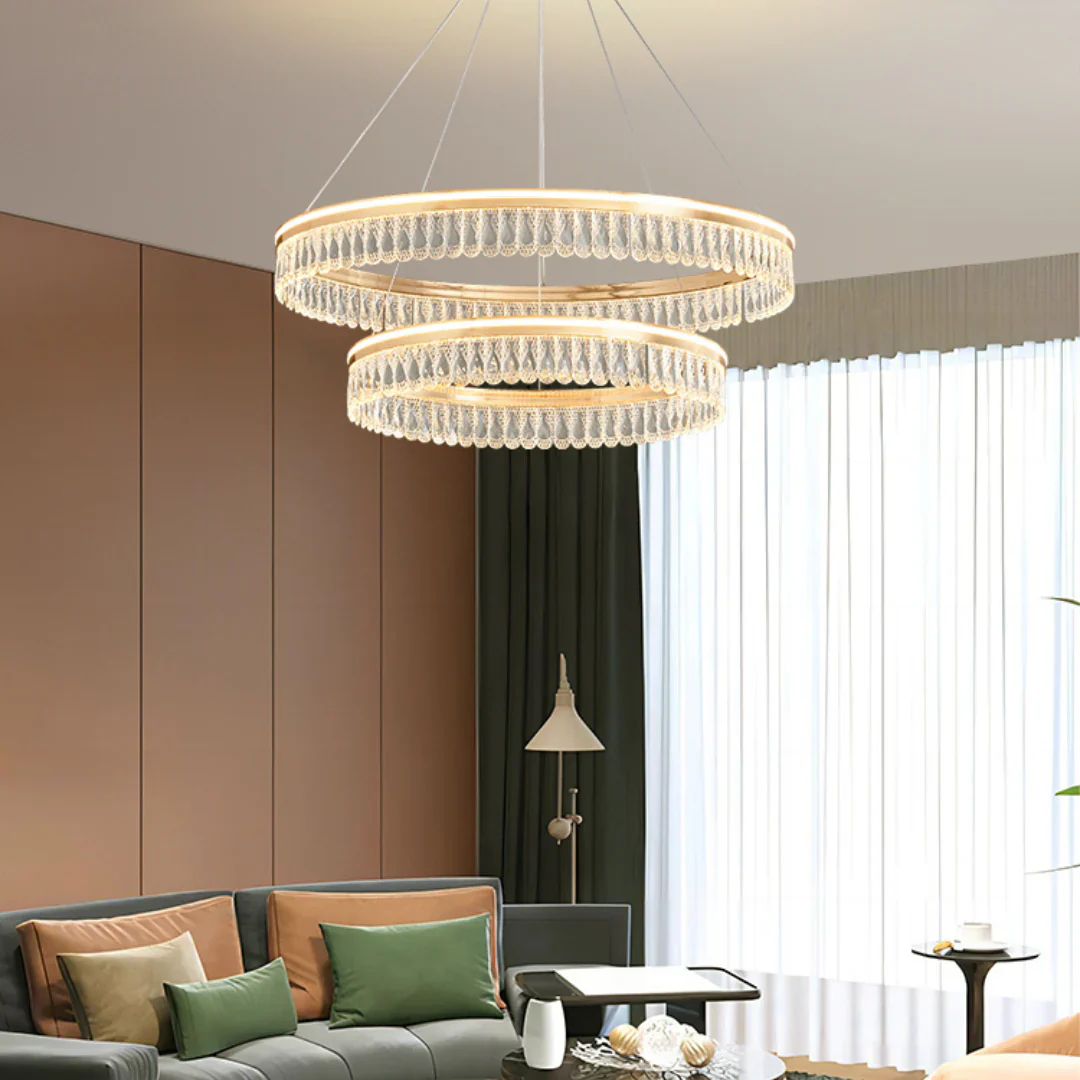 Modern Large Crystal Ring Chandelier - Image 4