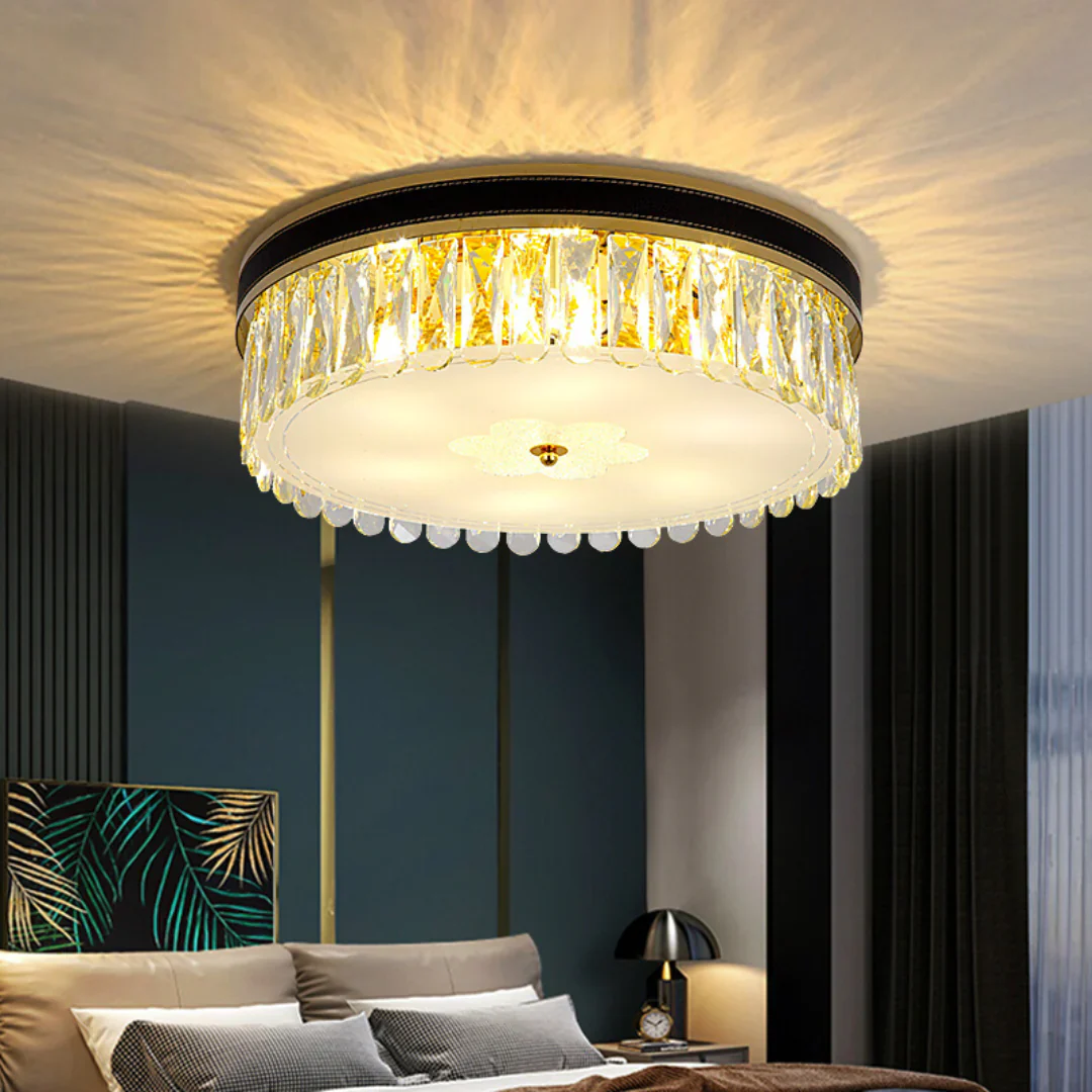 Modern Leather Crystal Ceiling Lamp - Image 2