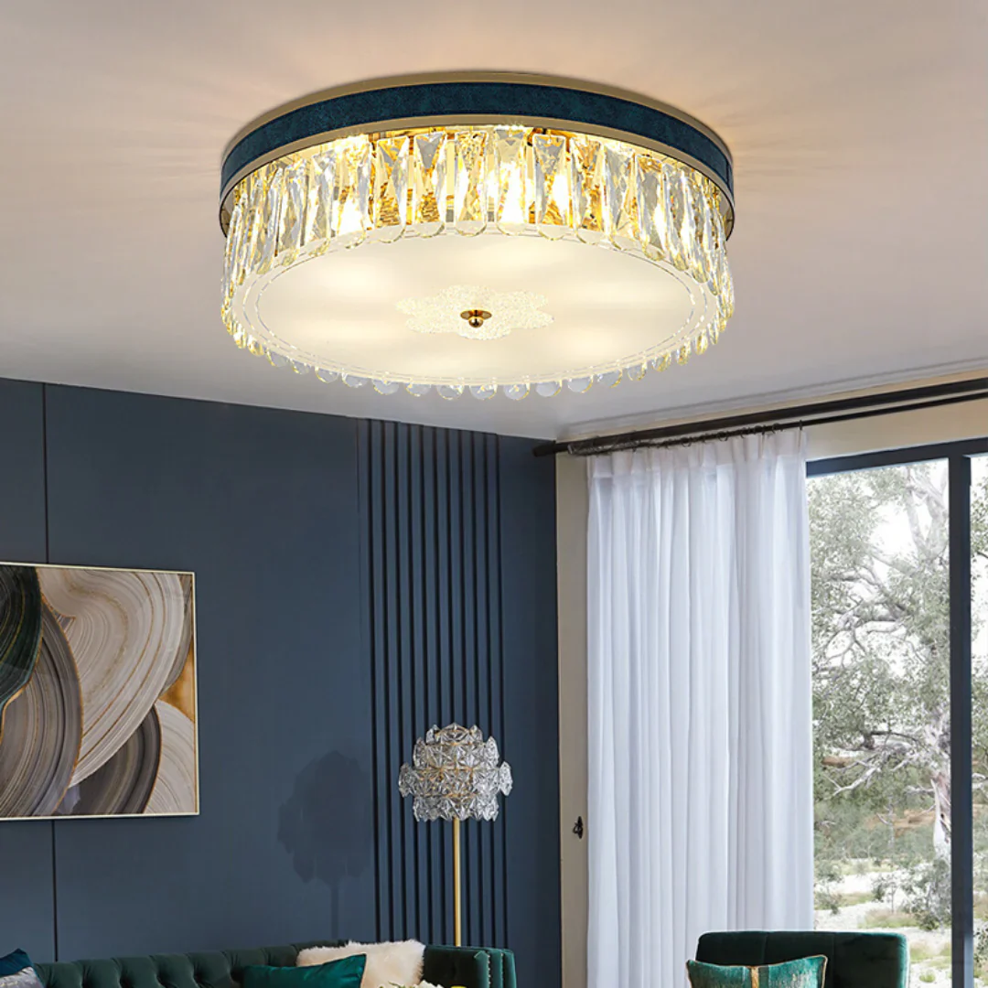 Modern Leather Crystal Ceiling Lamp - Image 4
