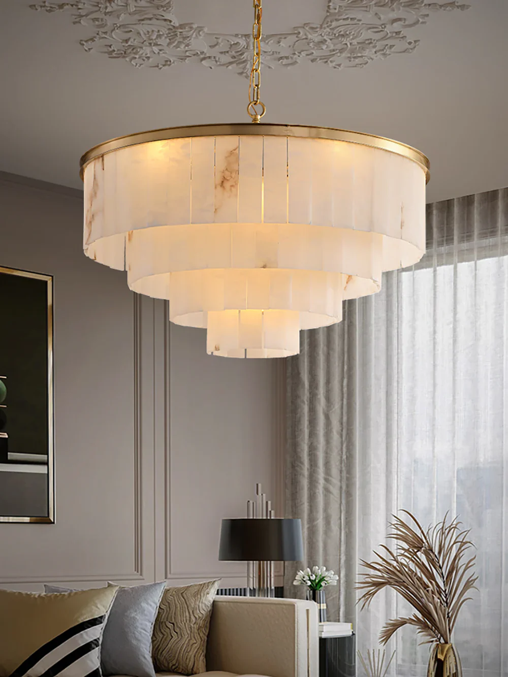 Modern Marble Tiered Chandelier - Image 5