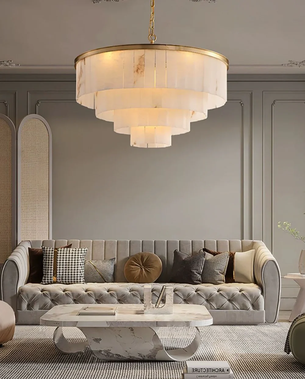 Modern Marble Tiered Chandelier - Image 6